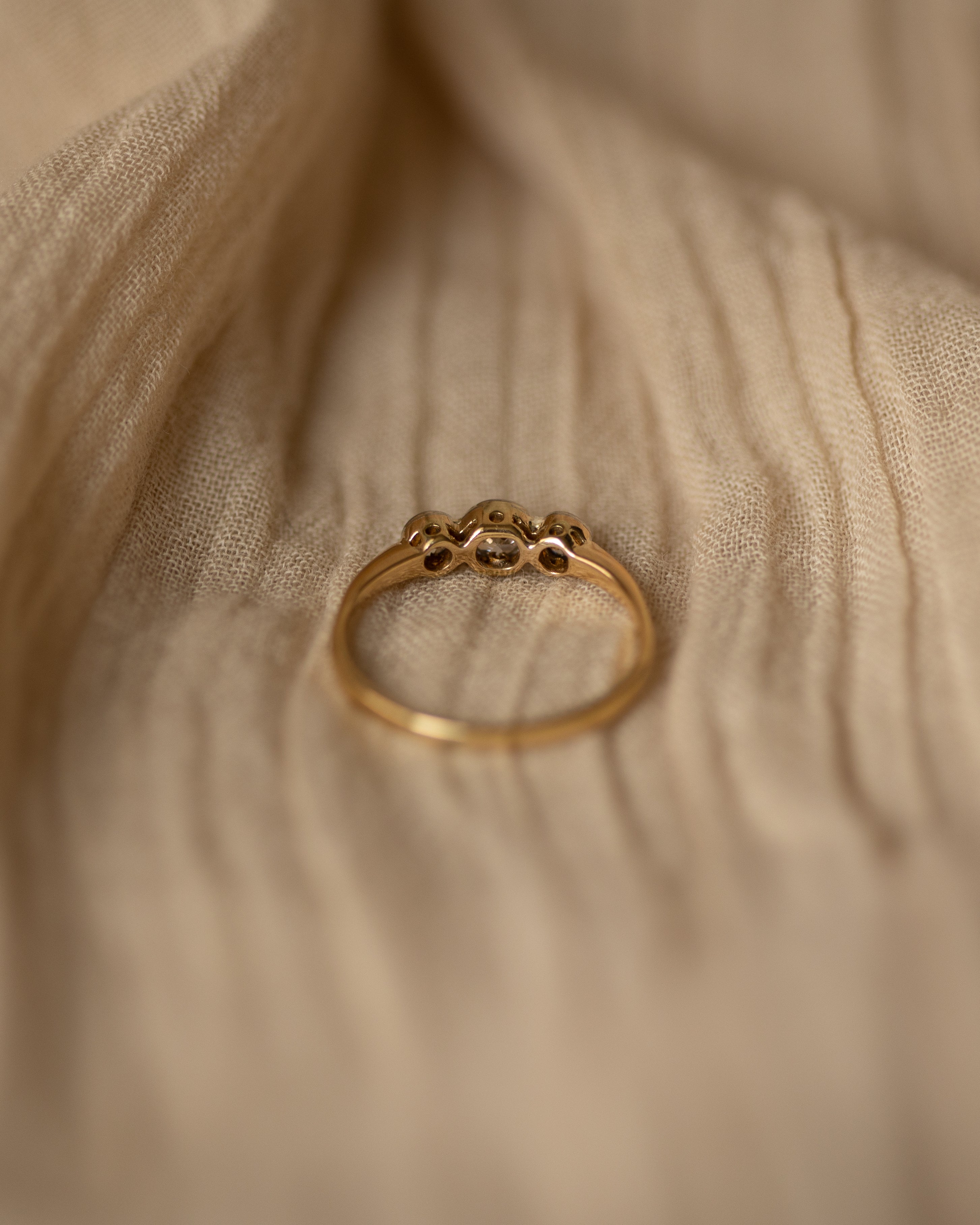 Olive Antique 18ct Gold Diamond Trilogy Ring