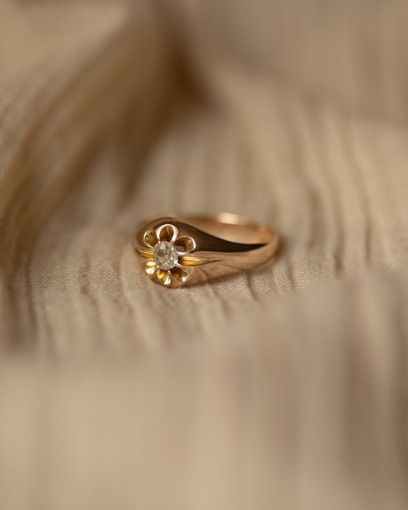 Joy Antique 9ct Gold Old-Cut Diamond Gypsy Ring