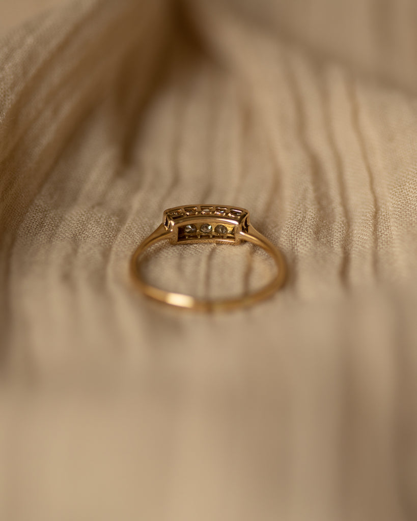 Sophia Antique 18ct Gold Diamond Bar Ring