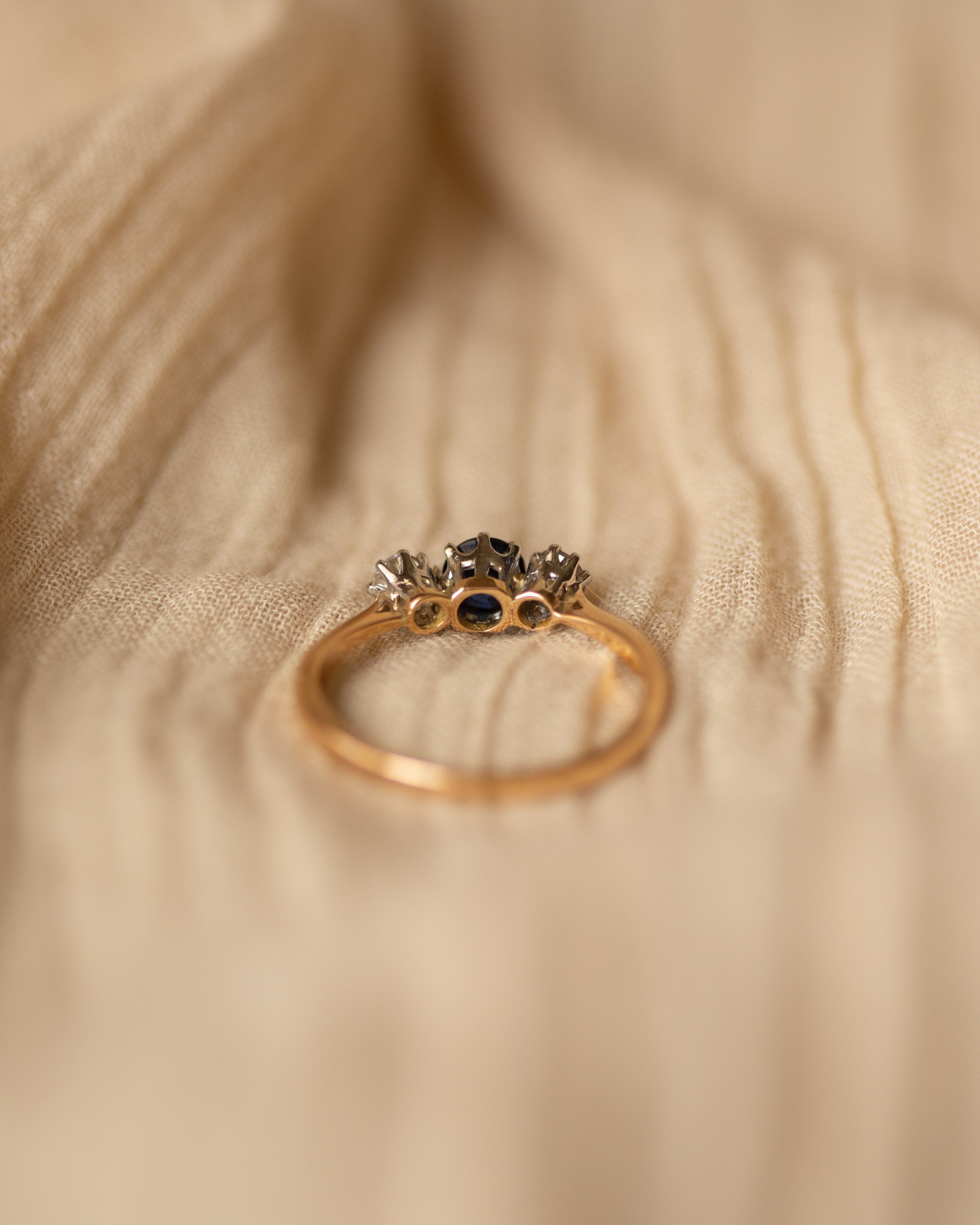 Alice Antique 18ct Gold Sapphire & Diamond Trilogy Ring