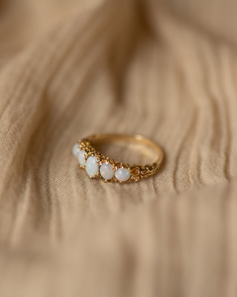 Georgette Vintage 9ct Gold Five Stone Opal Ring