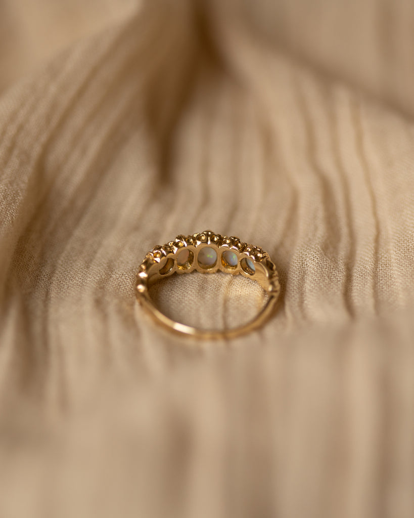 Georgette Vintage 9ct Gold Five Stone Opal Ring