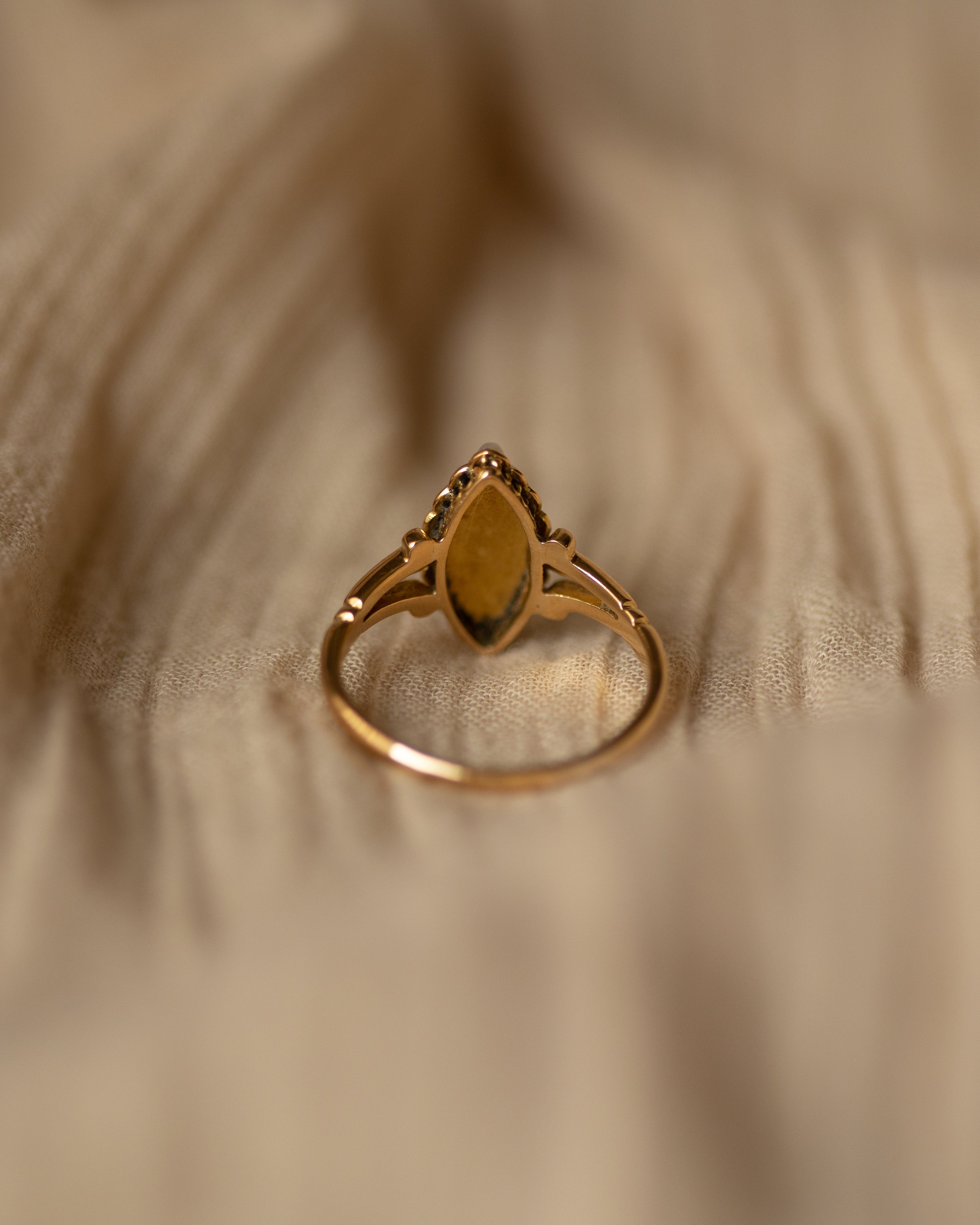Mabel Antique 18ct Gold Split Pearl Marquise Ring