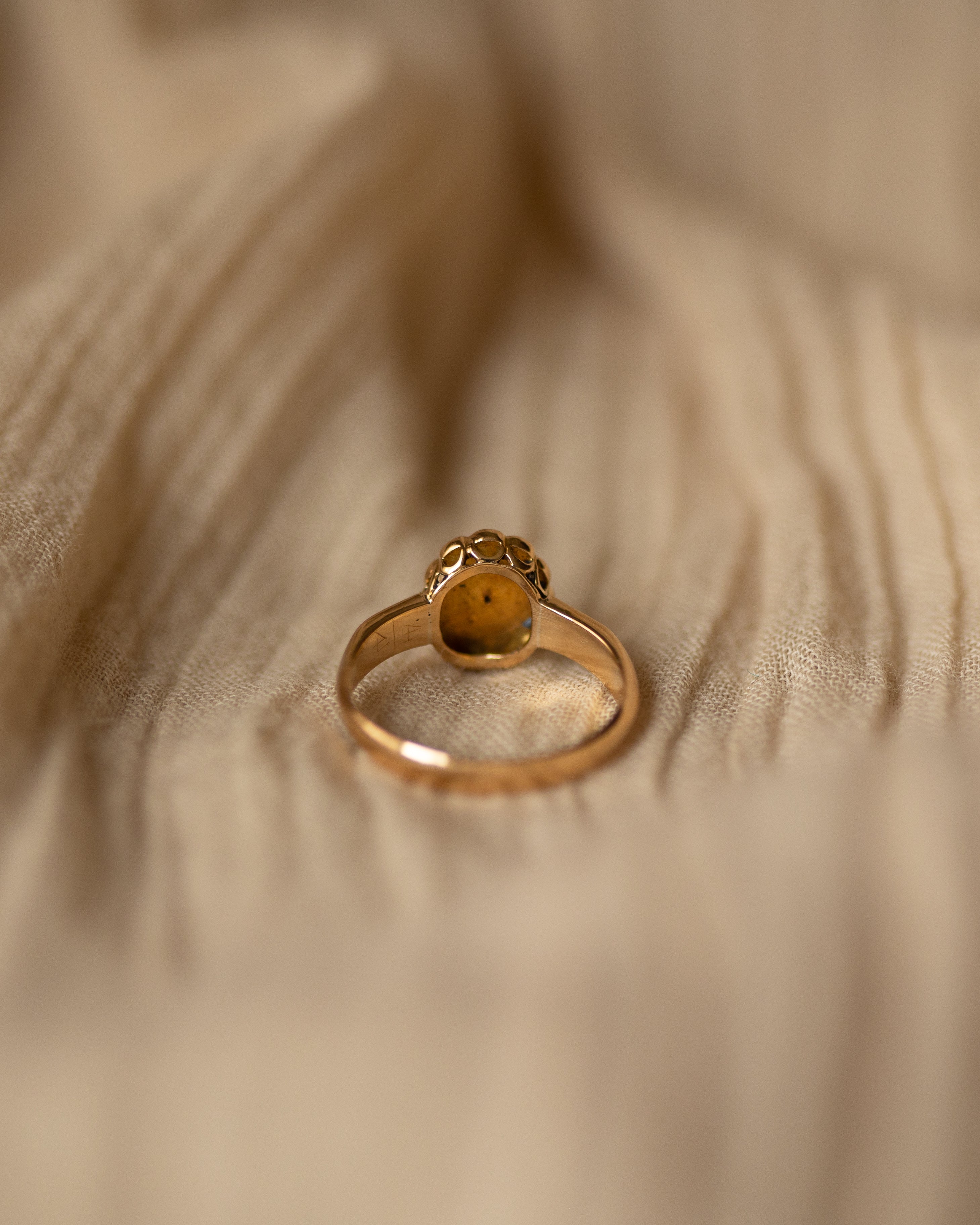 Clementine 1888 Antique 18ct Gold Coral & Pearl Cluster Ring