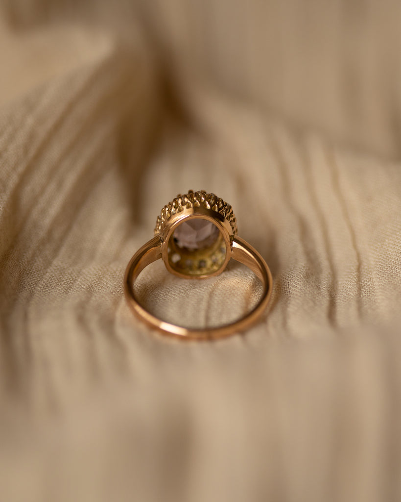 Sylvia Antique 18ct Gold Amethyst & Diamond Cluster Ring