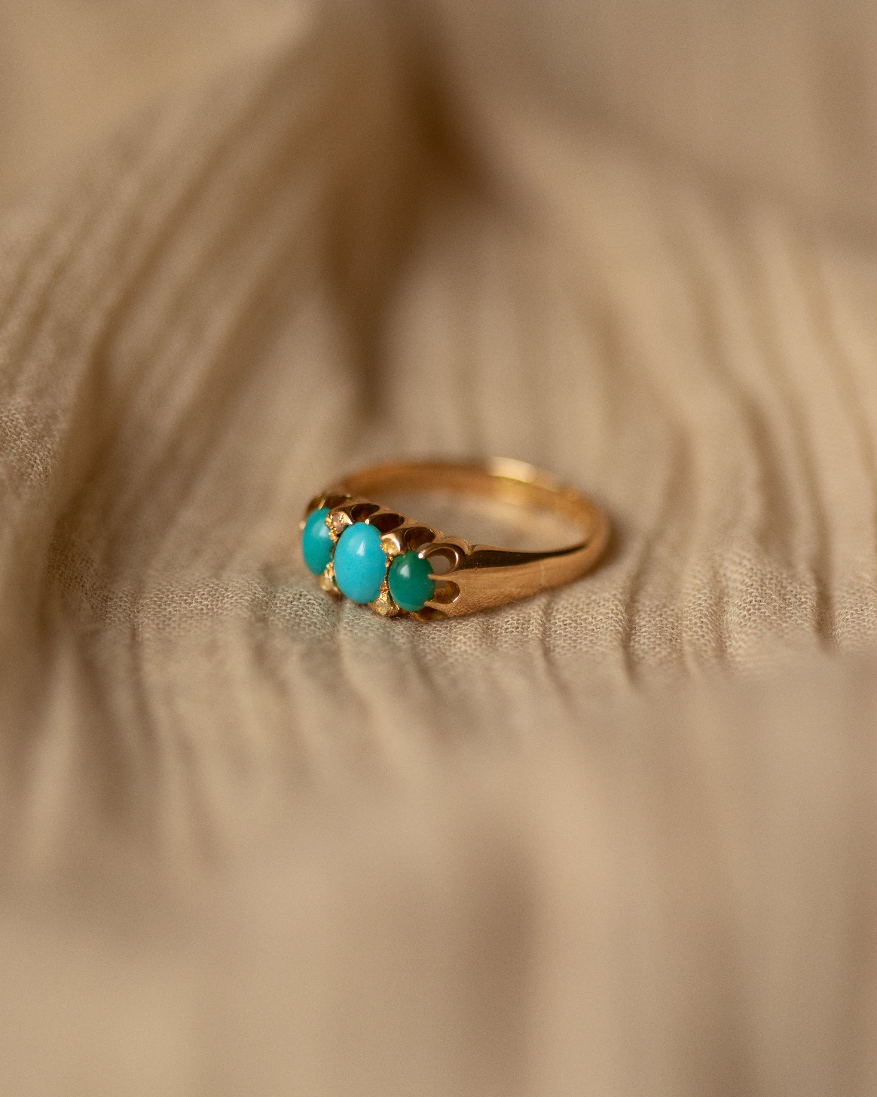 Prudence 1901 Edwardian 18ct Gold Diamond & Turquoise Ring