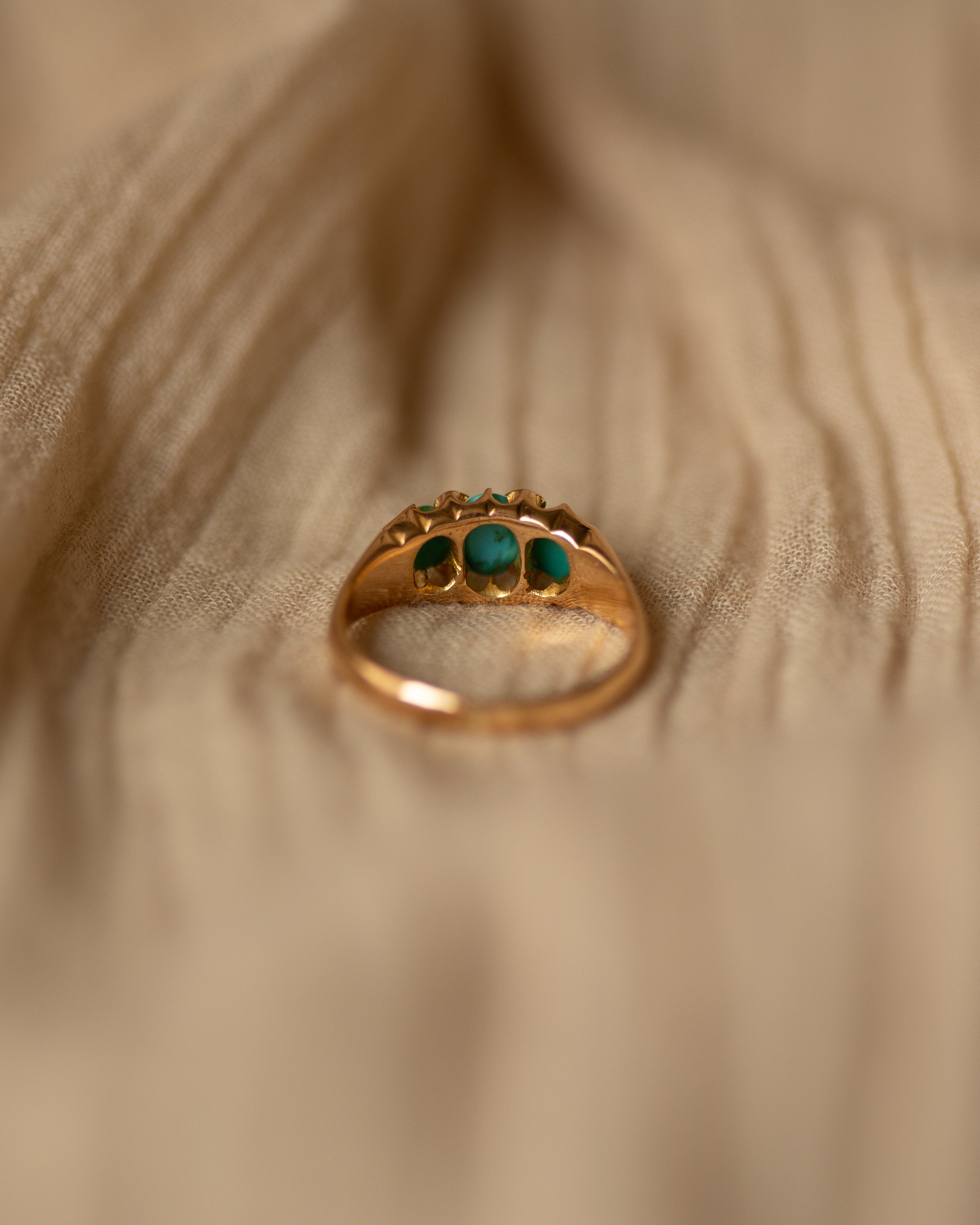 Prudence 1901 Edwardian 18ct Gold Diamond & Turquoise Ring