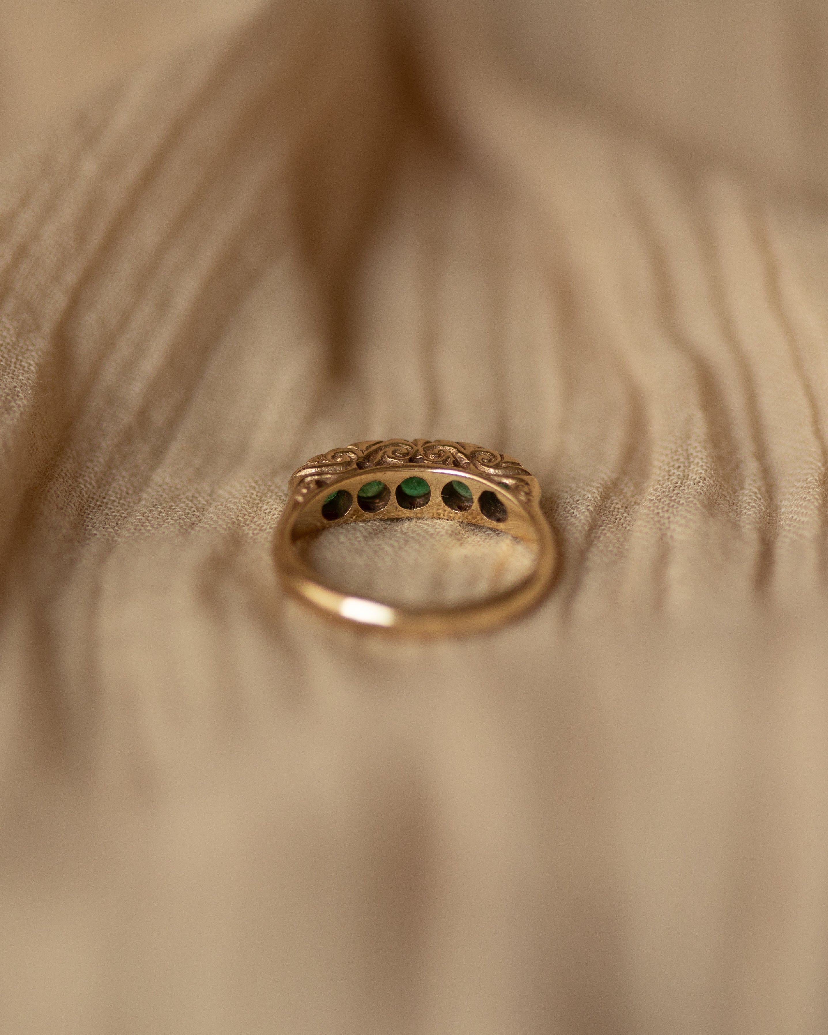 Edie 1986 9ct Gold Five Stone Emerald Ring