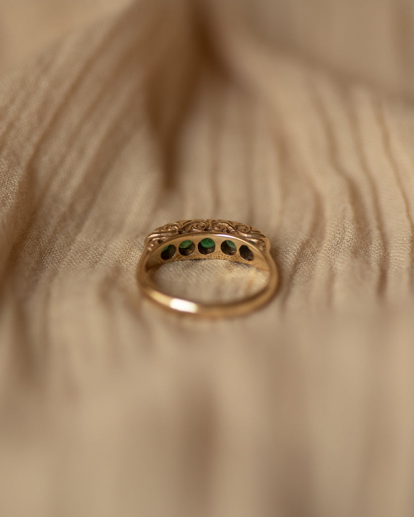 Edie 1986 9ct Gold Five Stone Emerald Ring