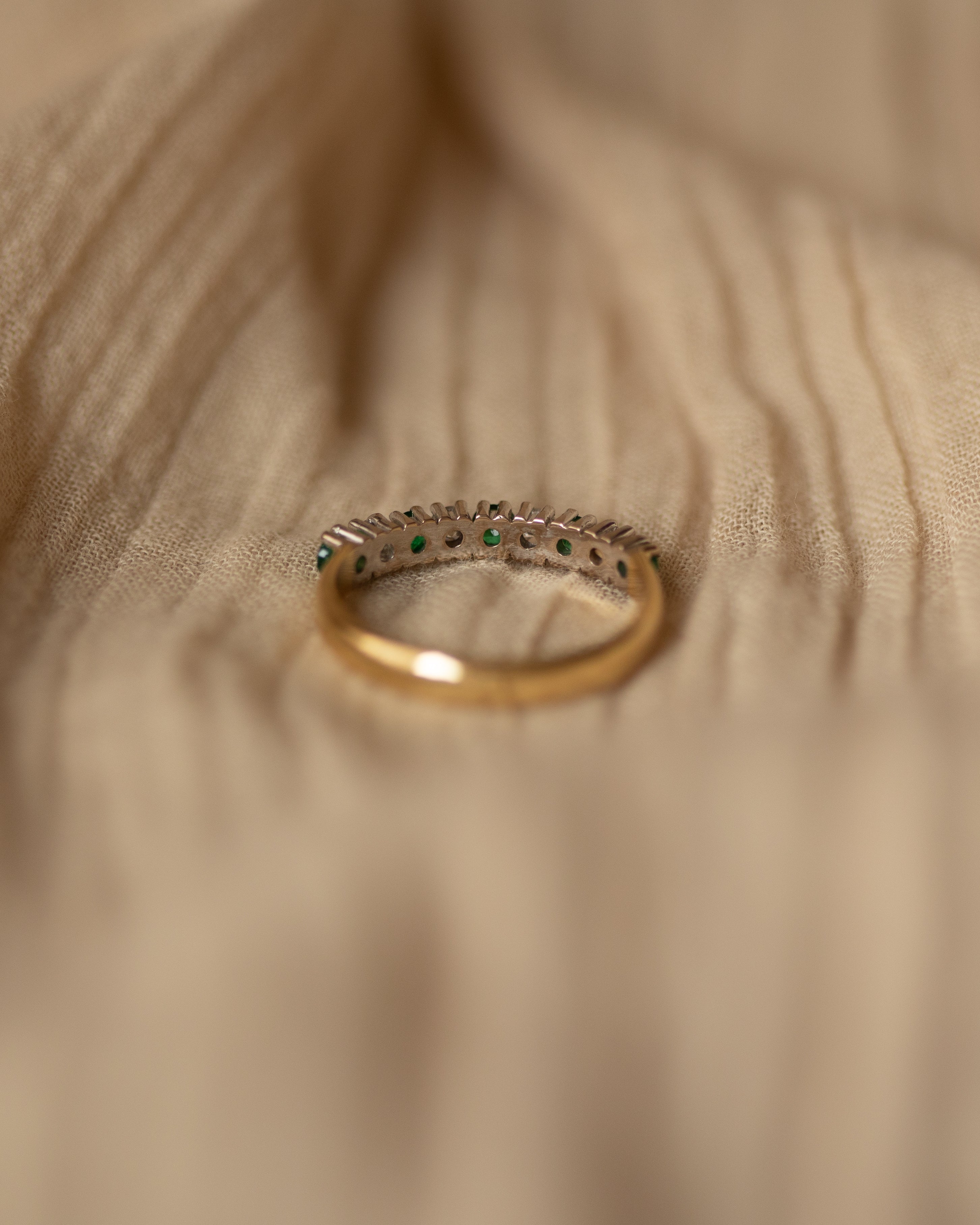 Harriet 1989 18ct Gold Emerald & Diamond Half Eternity Ring