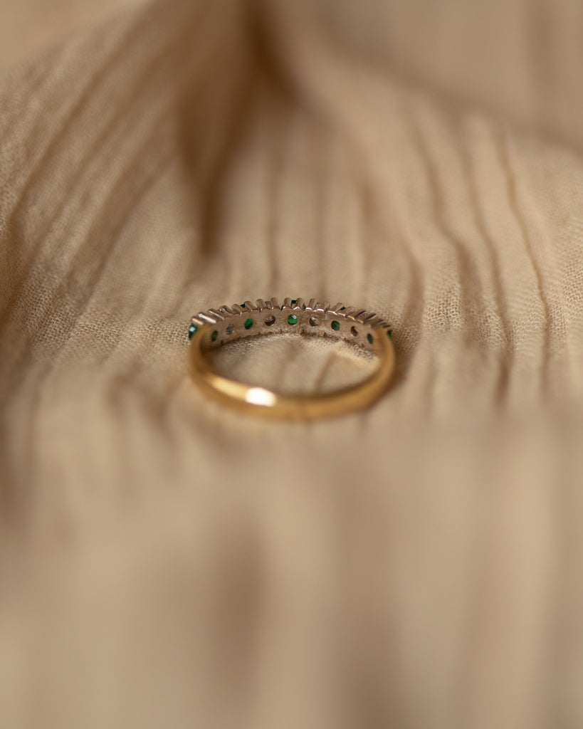 Harriet 1989 18ct Gold Emerald & Diamond Half Eternity Ring