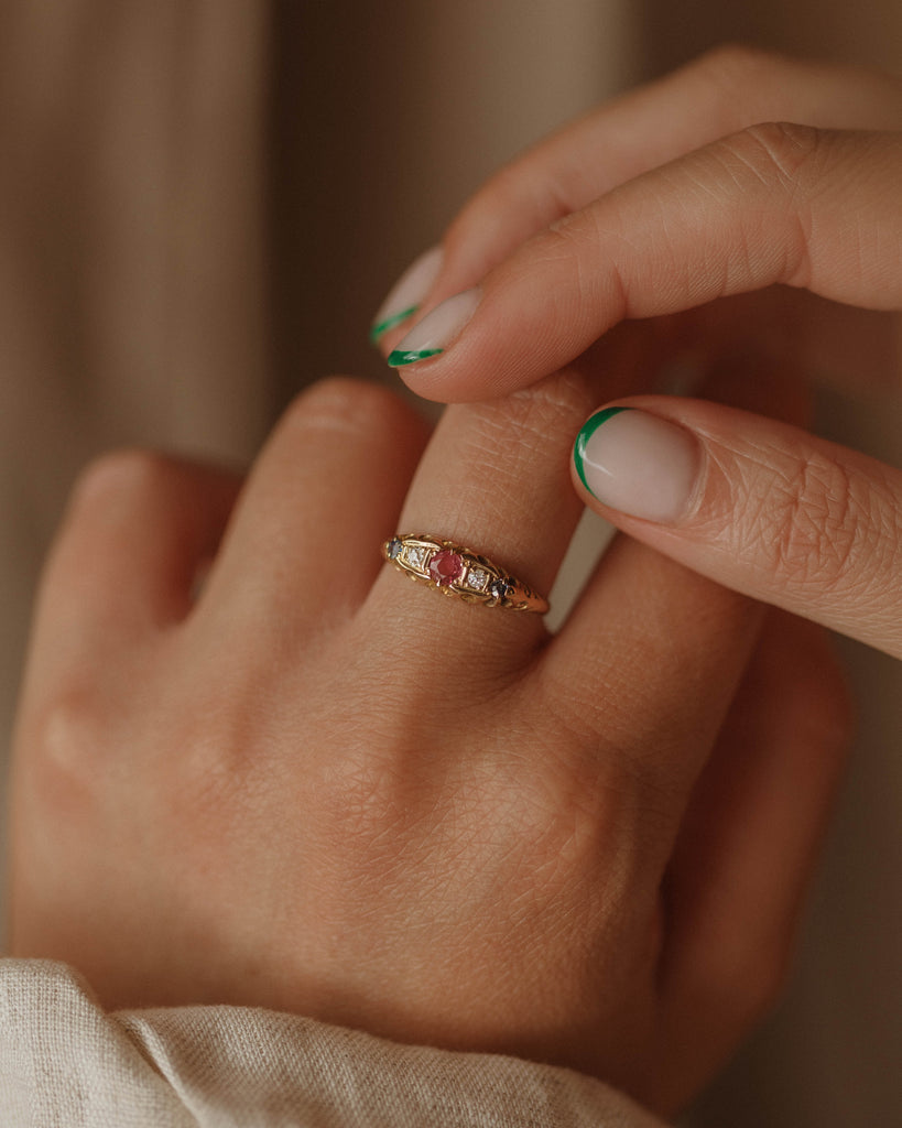 Annabeth 1906 18ct Gold Ruby, Sapphire & Diamond Ring