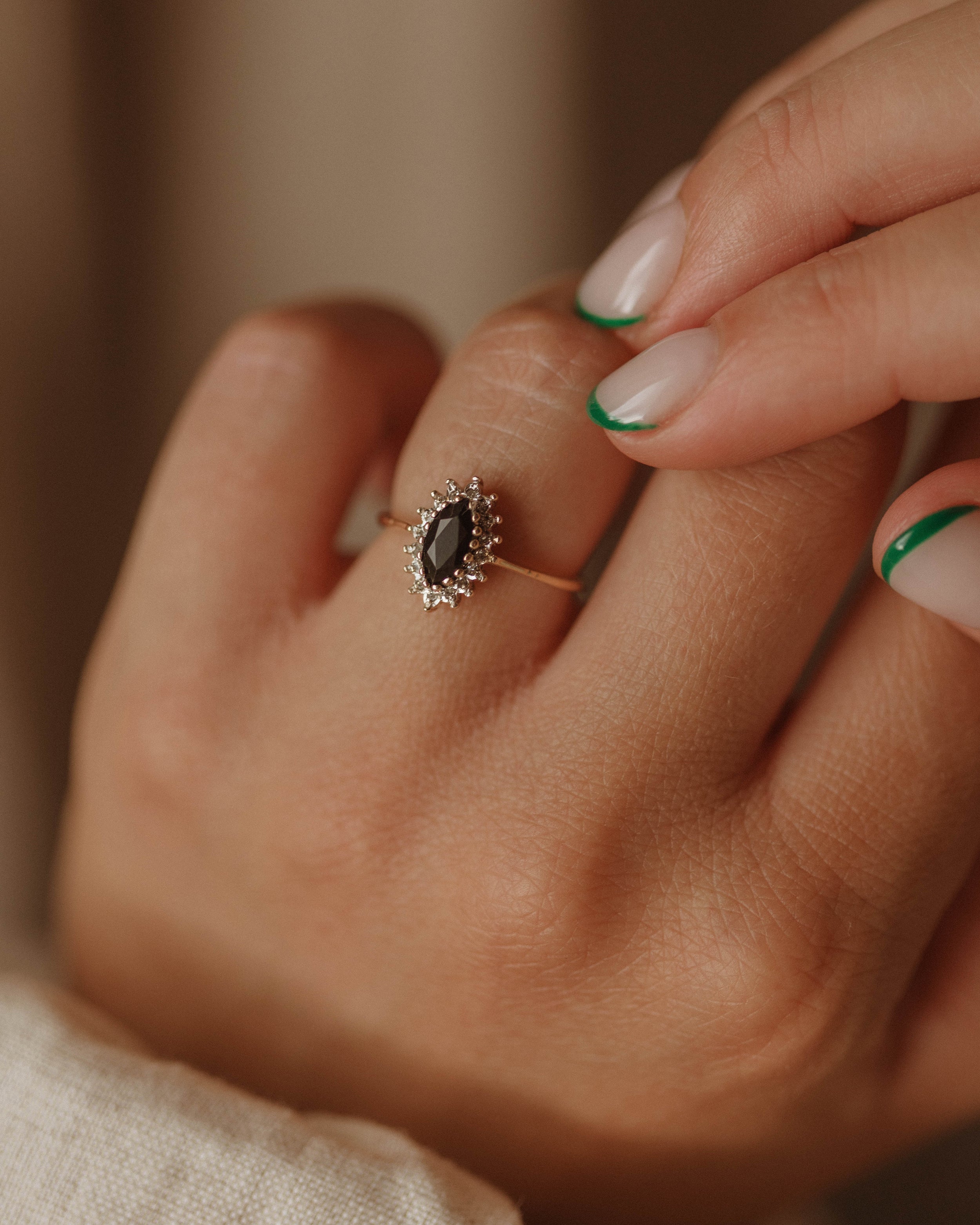 Image of Nanette Vintage 9ct Gold Sapphire & Diamond Cluster Ring