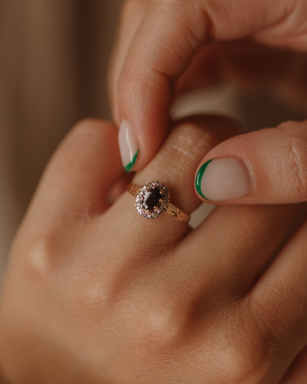 Nina 1989 9ct Gold Sapphire & Diamond Cluster Ring