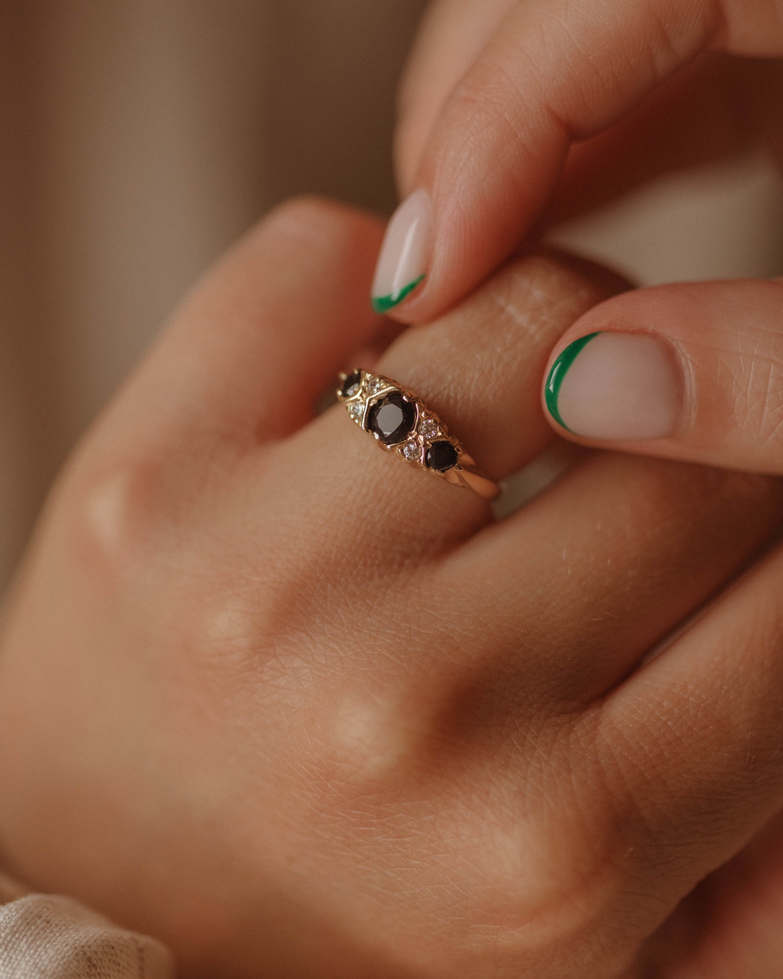 Image of Matilda 1989 9ct Gold Sapphire Trilogy Ring