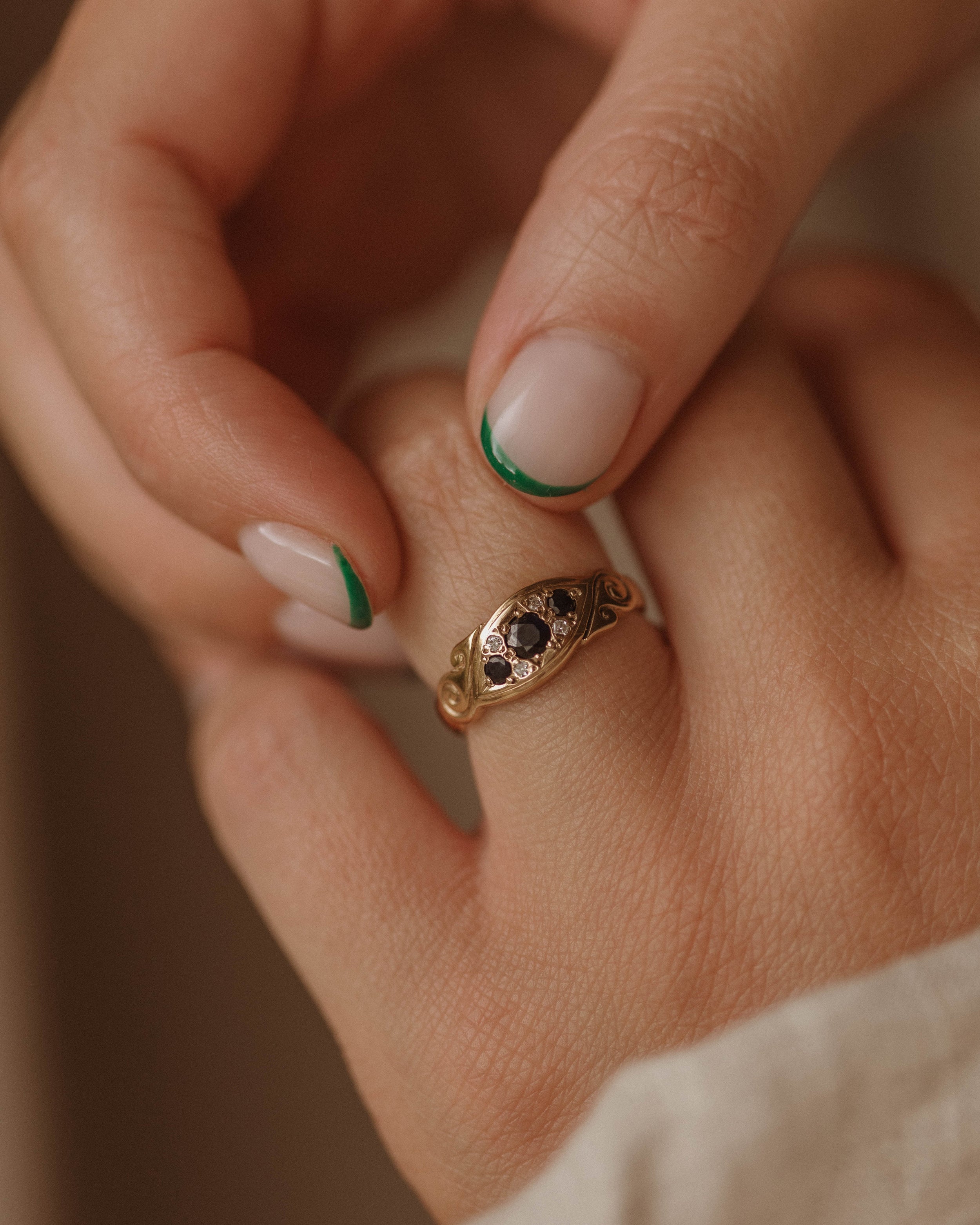 Image of Esther 1983 9ct Gold Sapphire & Diamond Ring