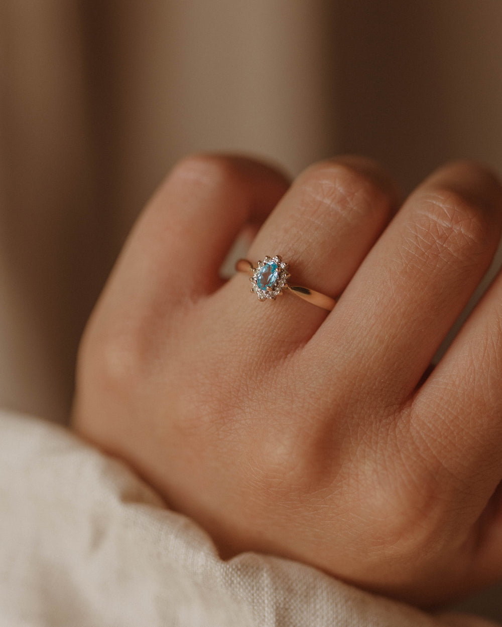 Frances Vintage 9ct Gold Aquamarine & Diamond Ring