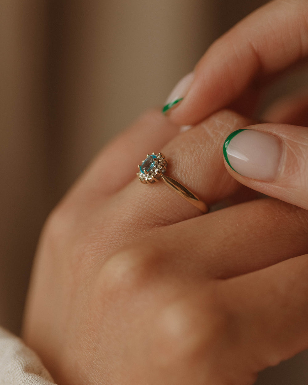 Frances Vintage 9ct Gold Aquamarine & Diamond Ring