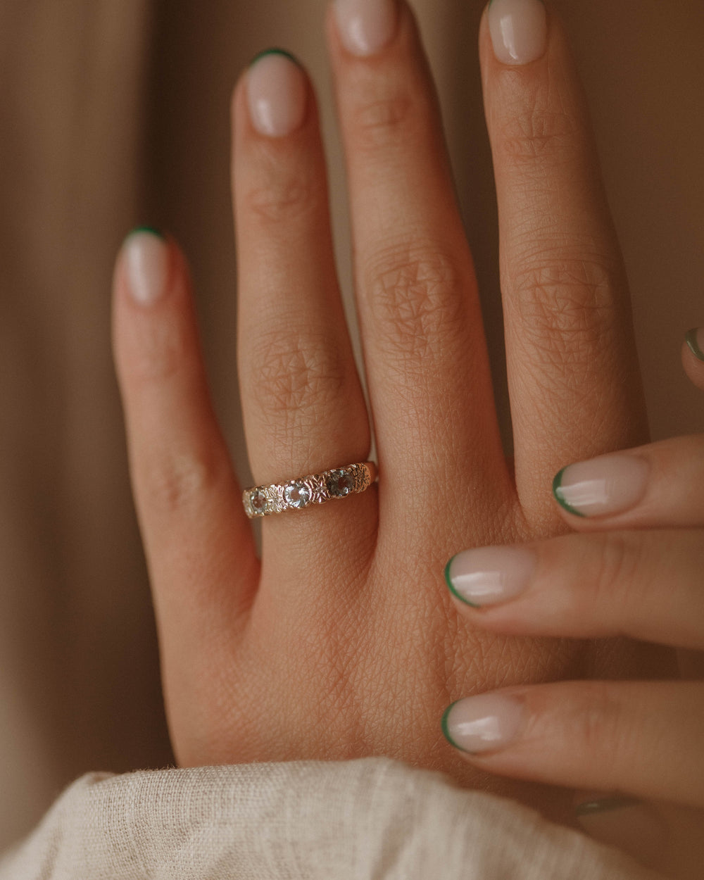 Cleo 1989 9ct Gold Aquamarine & Diamond Ring