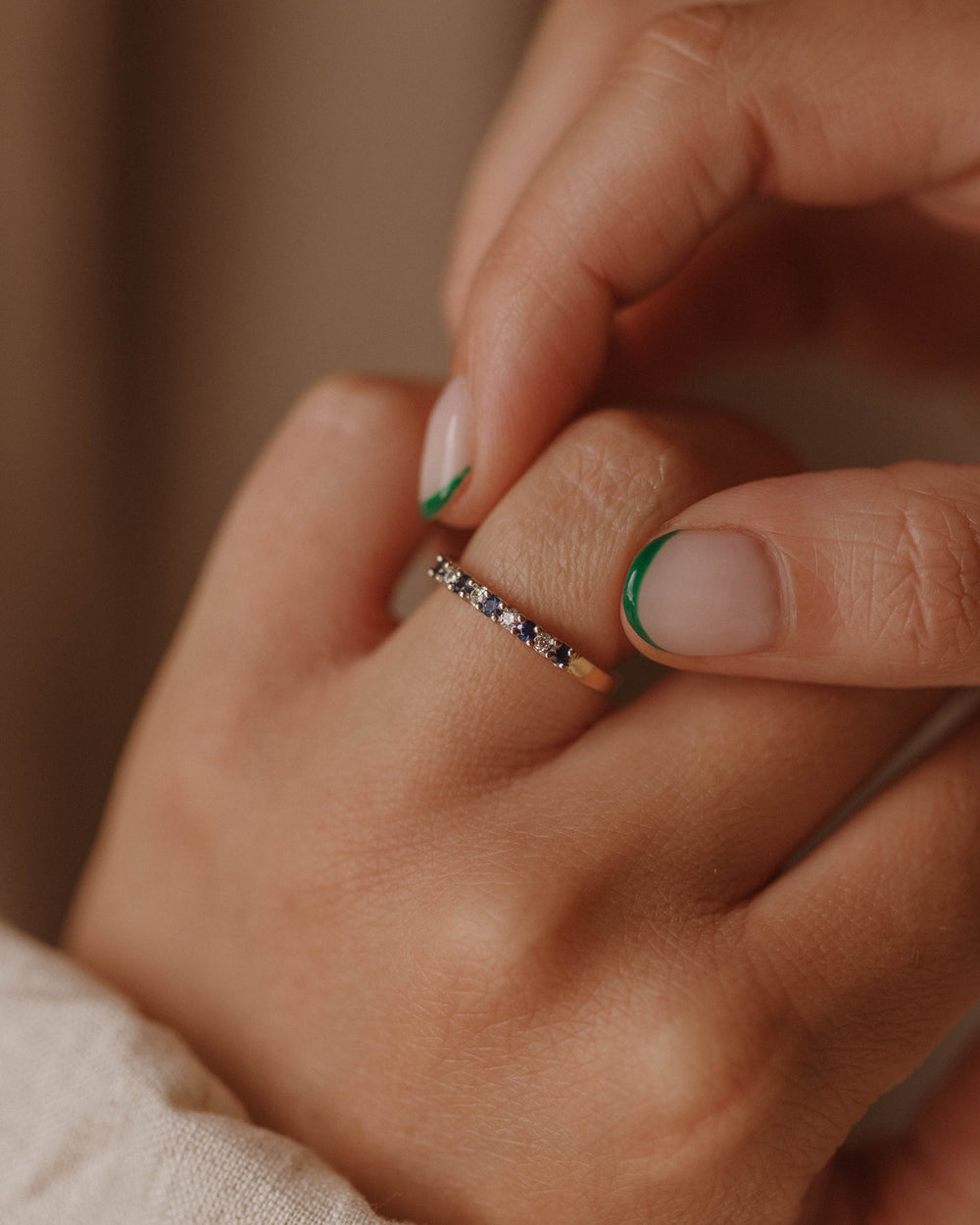 Jessie 18ct Gold Sapphire & Diamond Half Eternity Ring