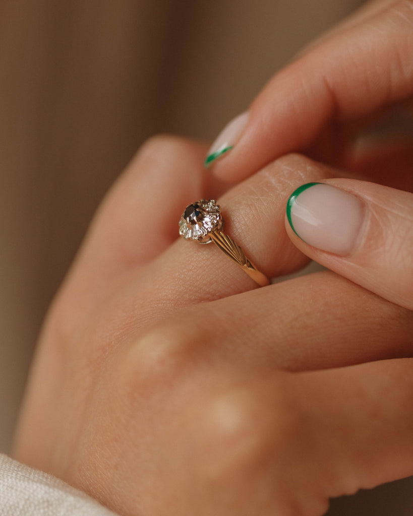 Lydia Vintage 18ct Gold Sapphire & Diamond Cluster Ring