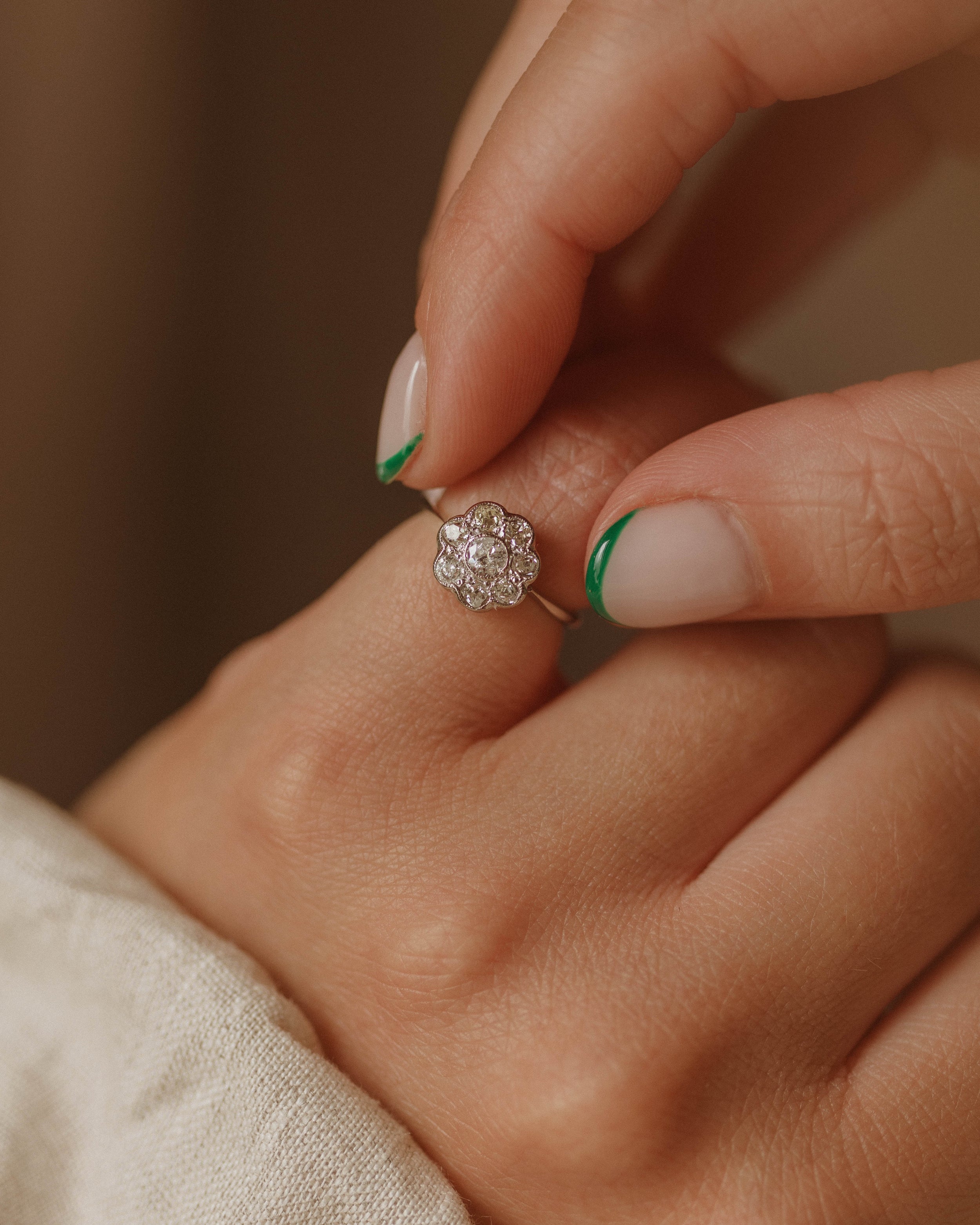 Image of Rosanna Antique 18ct White Gold Diamond Cluster Ring