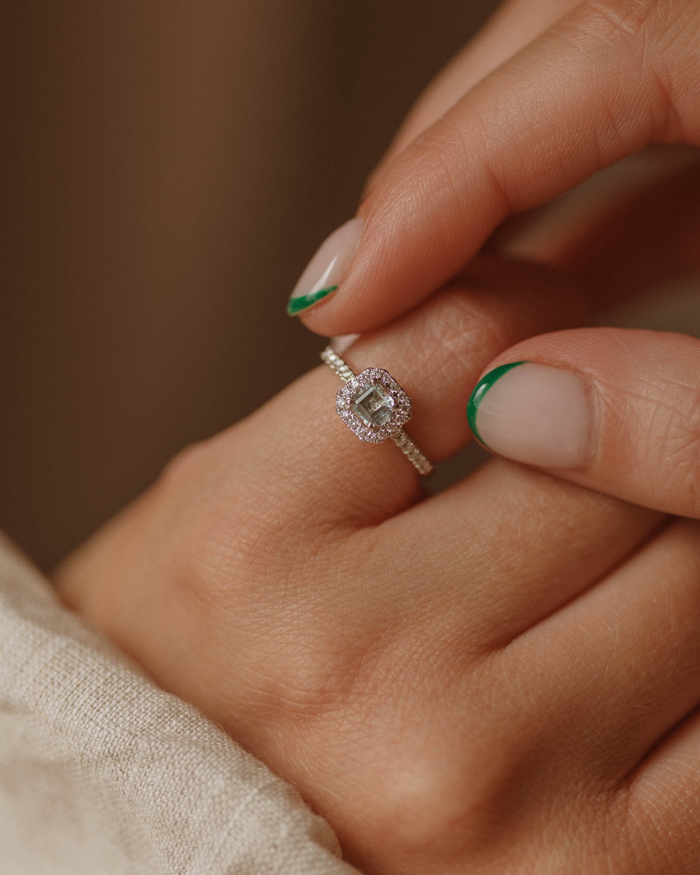 Olivia 18ct White Gold Aquamarine & Diamond Cluster Ring