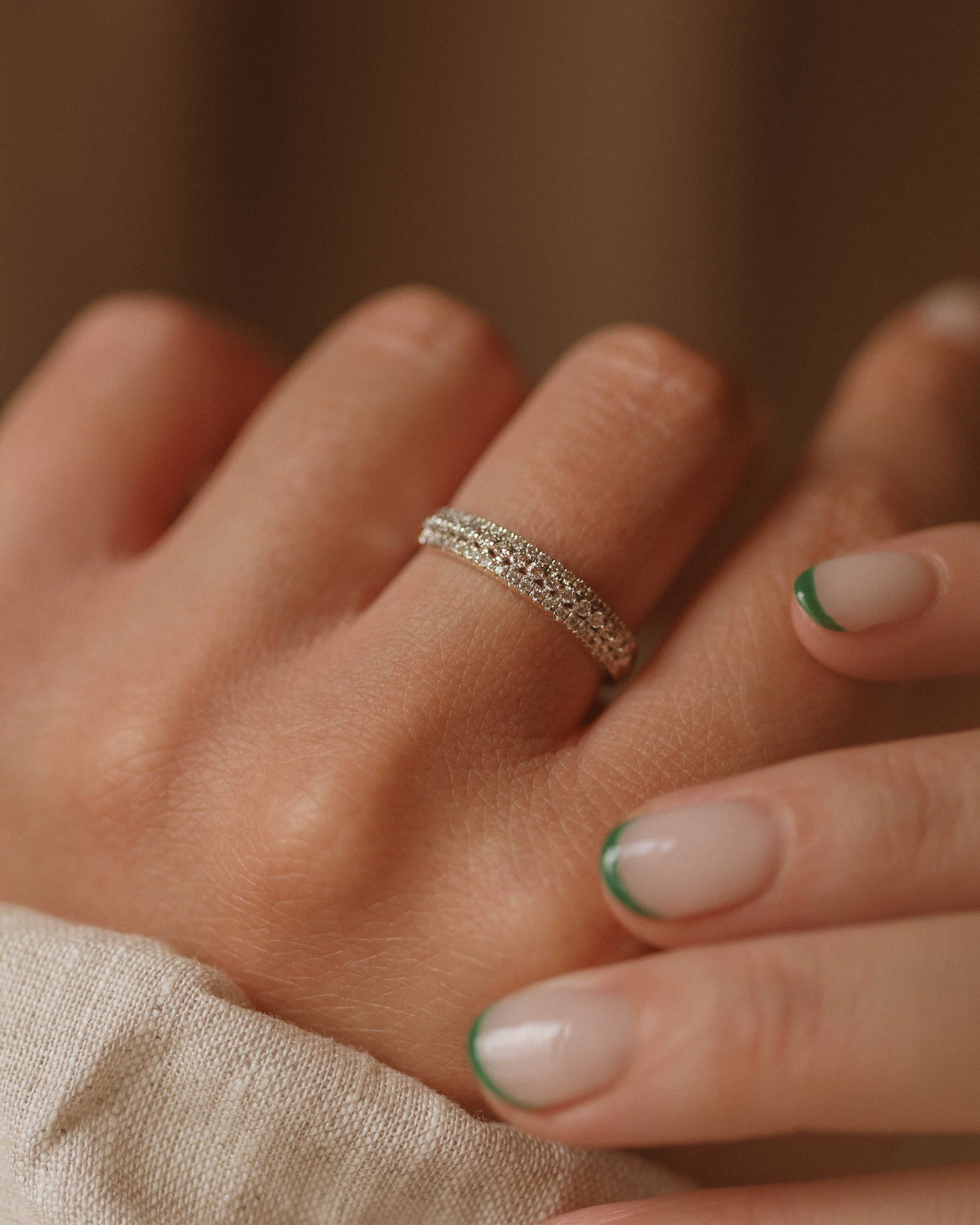 Image of Clara Vintage 9ct White Gold Diamond Band Ring