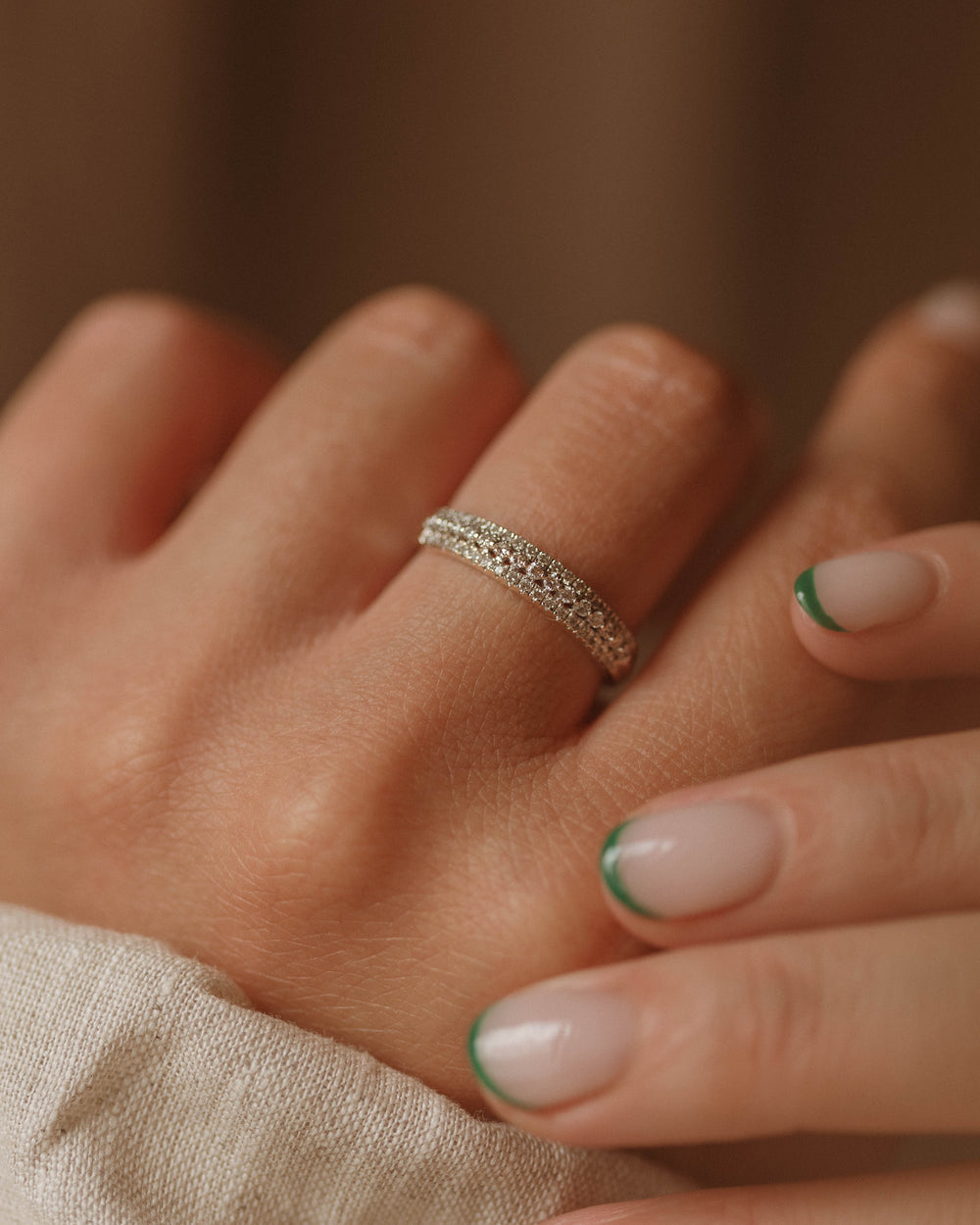 Clara Vintage 9ct White Gold Diamond Band Ring
