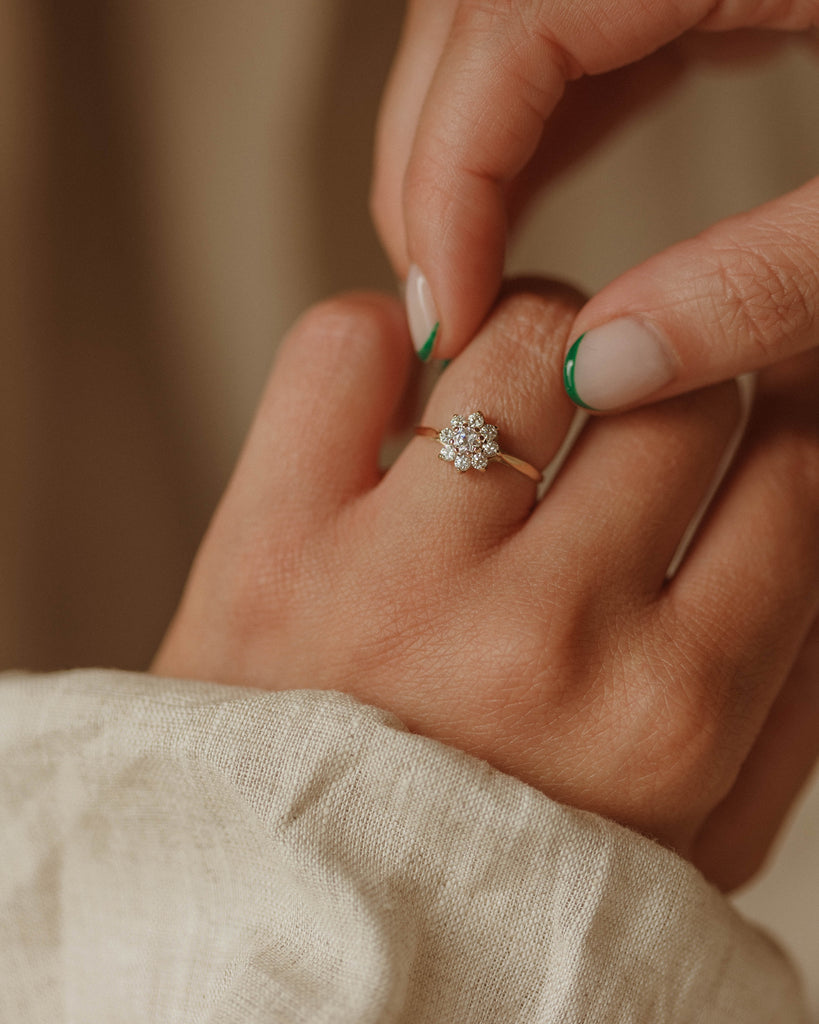 Chrissie 1983 9ct Gold CZ Cluster Ring