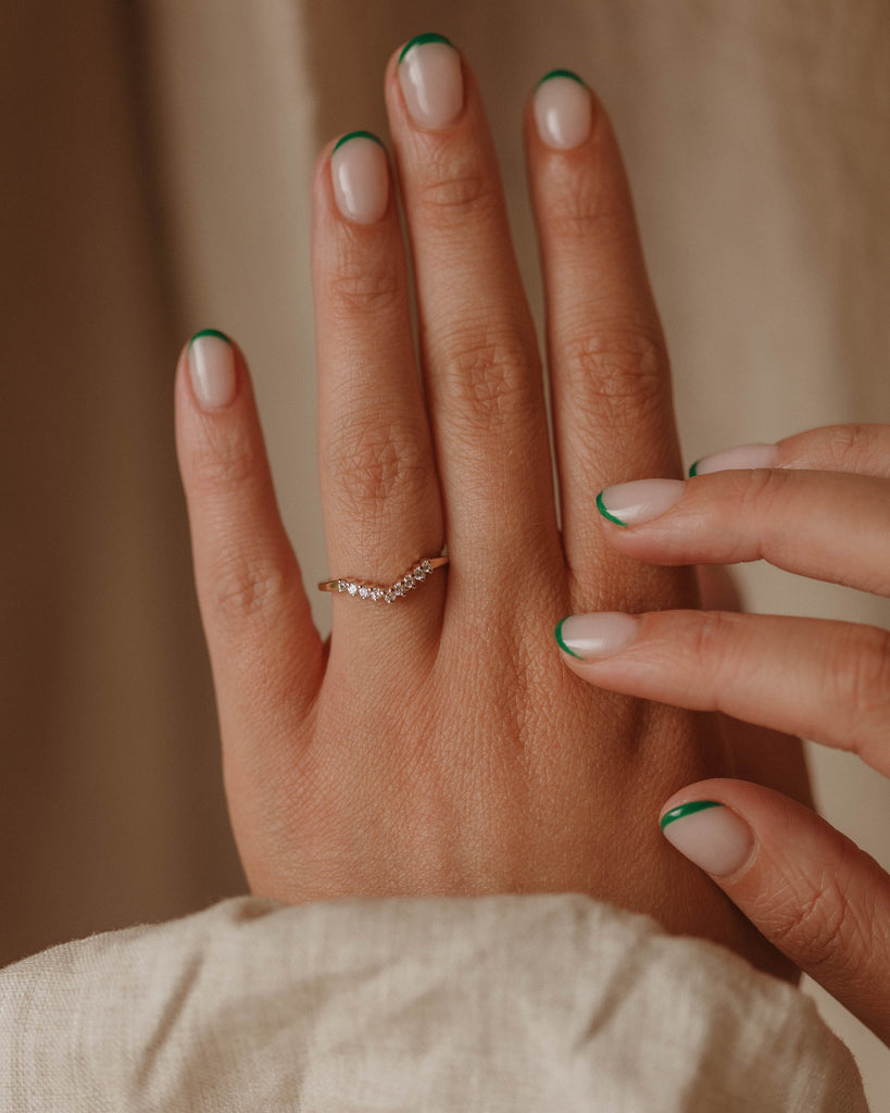 Penelope Vintage 9ct Gold CZ Wishbone Ring