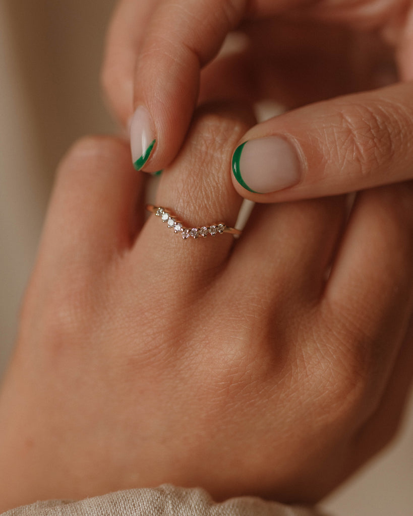 Penelope Vintage 9ct Gold CZ Wishbone Ring