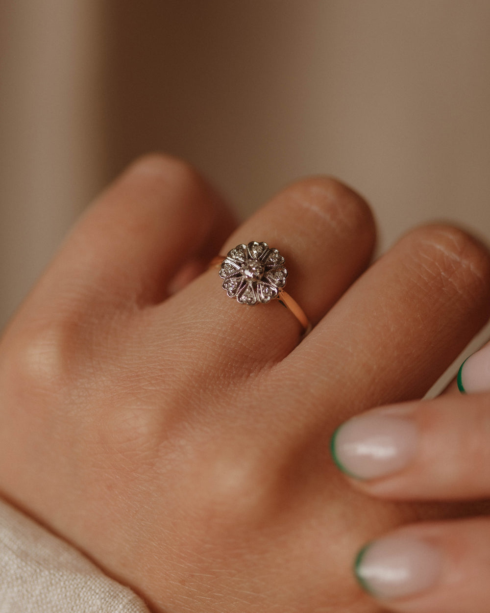 Marianne Antique 18ct Gold Diamond Cluster Ring