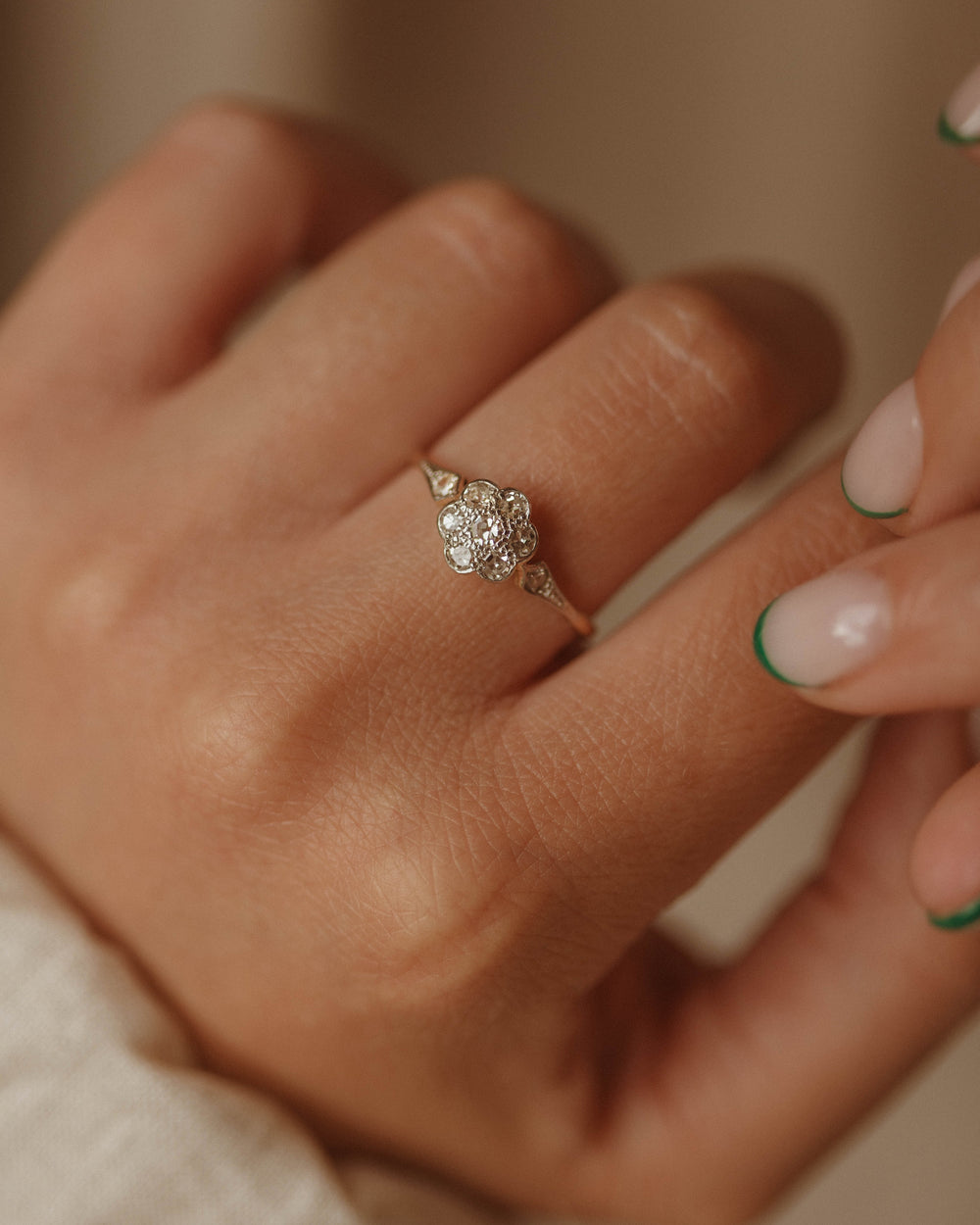 Bridget Antique 18ct Gold Diamond Cluster Ring