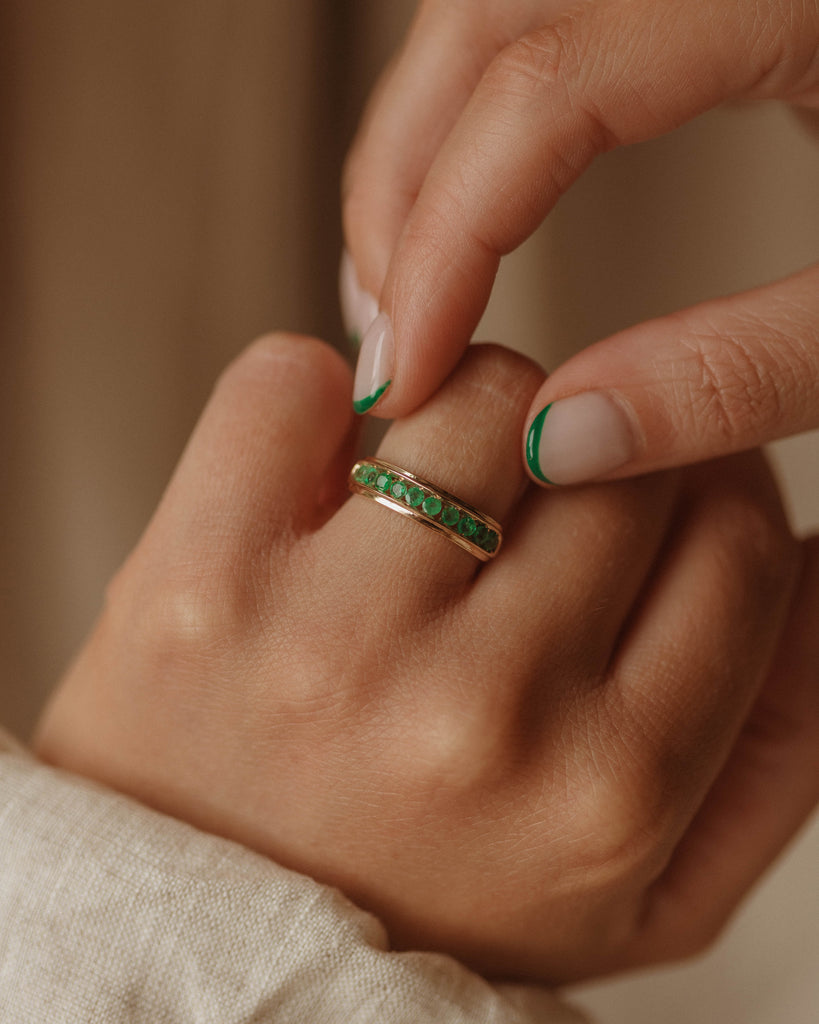 Lavinia Vintage 9ct Gold Emerald Half Eternity Ring