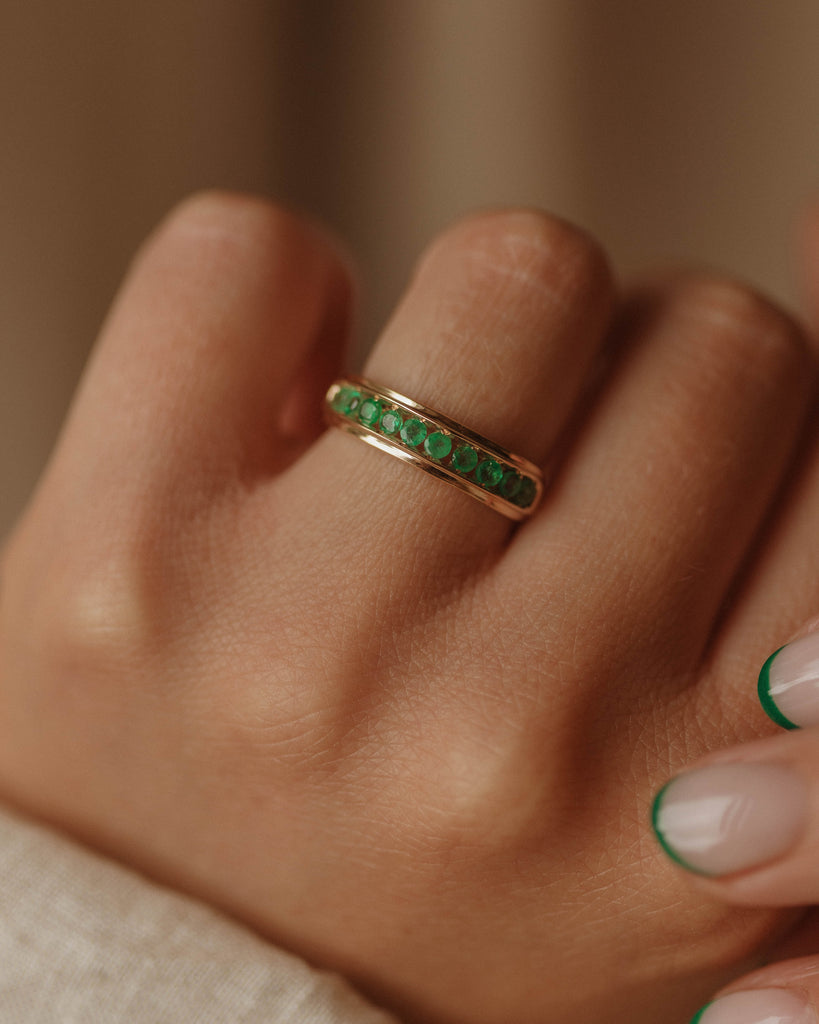 Lavinia Vintage 9ct Gold Emerald Half Eternity Ring