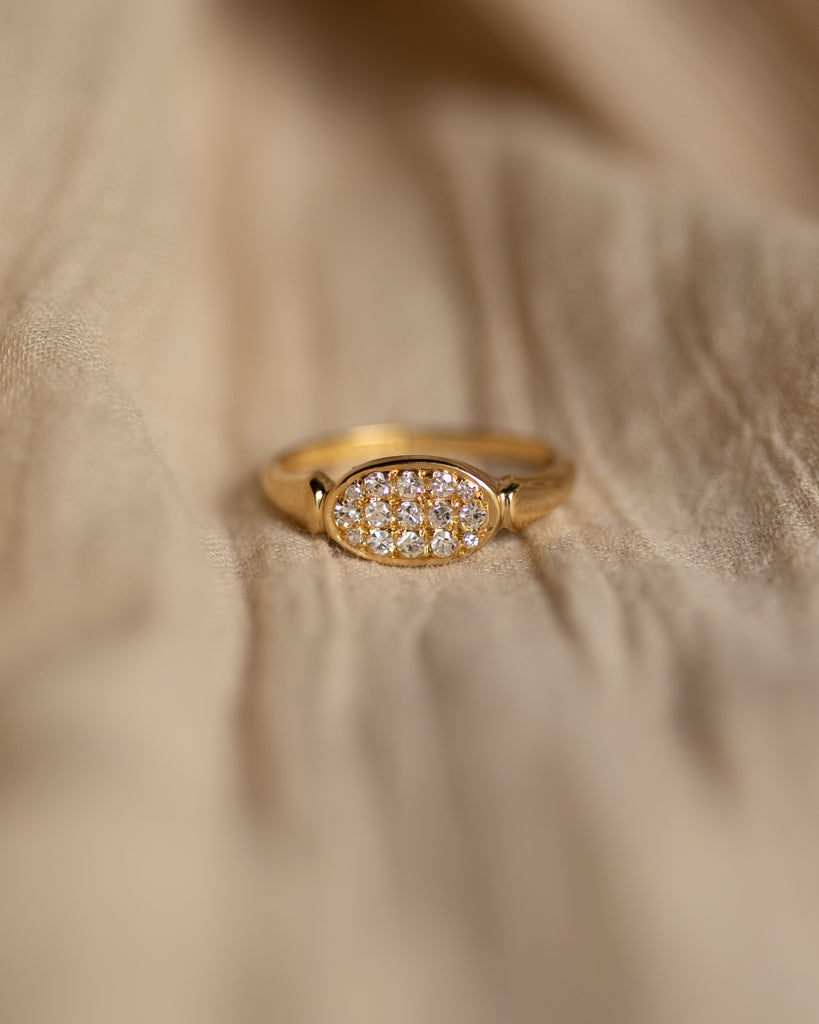 Junia 1978 Vintage 18ct Gold Diamond East To West Cluster Ring