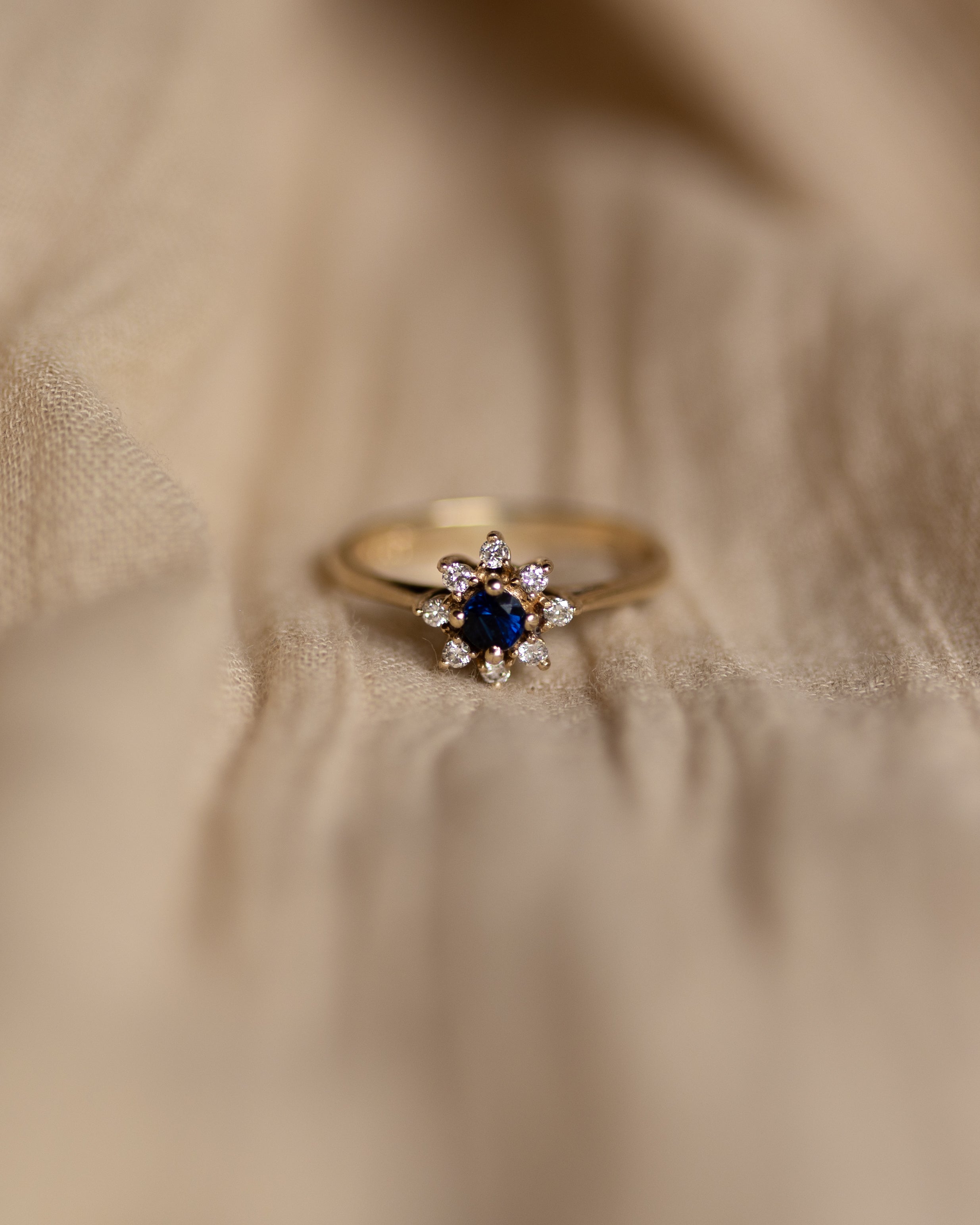 Henrietta Vintage 9ct Gold Sapphire & Diamond Cluster Ring