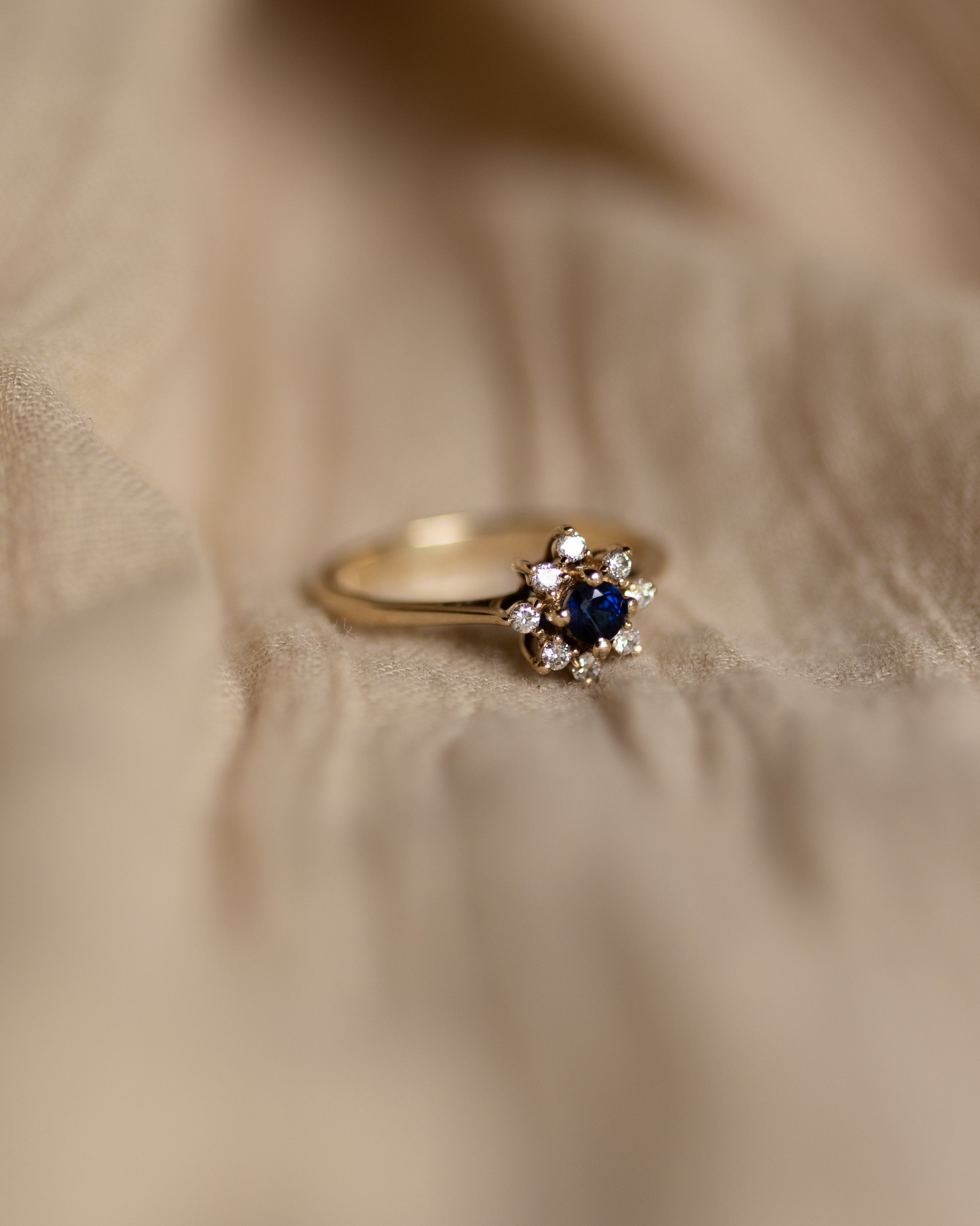 Henrietta Vintage 9ct Gold Sapphire & Diamond Cluster Ring