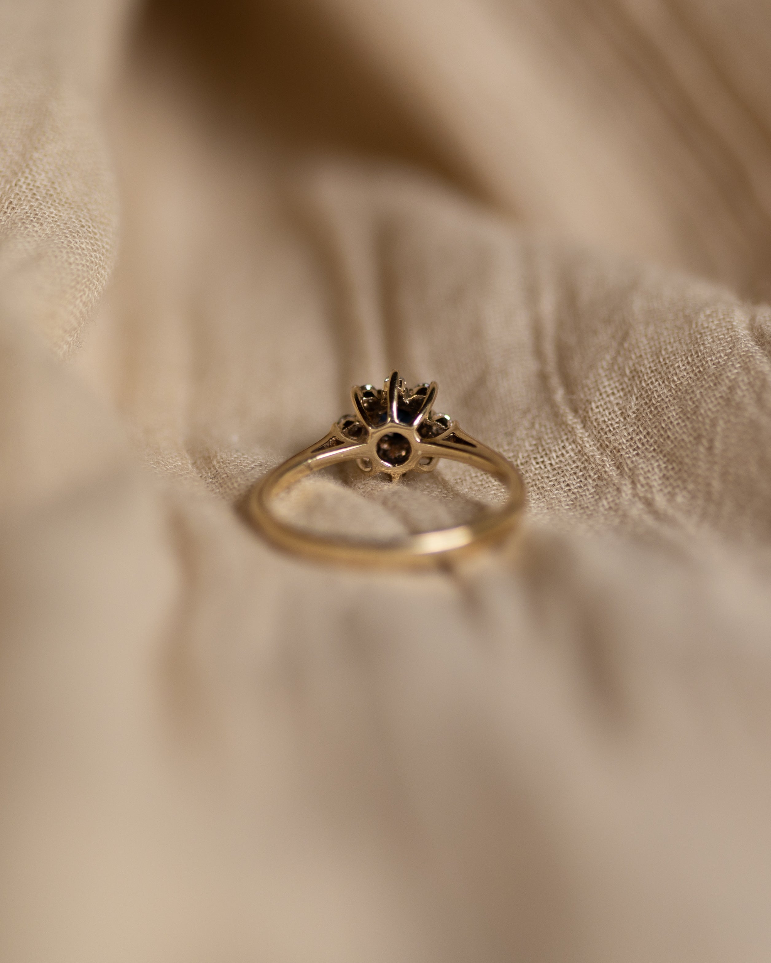 Henrietta Vintage 9ct Gold Sapphire & Diamond Cluster Ring