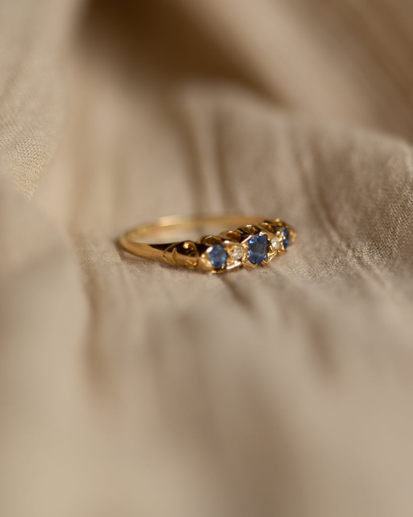 Marlie 1902 Edwardian Antique 18ct Gold Sapphire & Diamond Ring