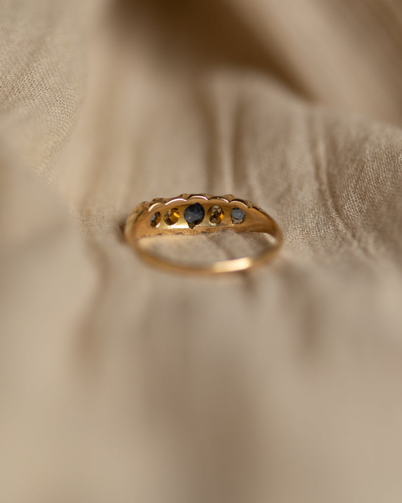 Marlie 1902 Edwardian Antique 18ct Gold Sapphire & Diamond Ring