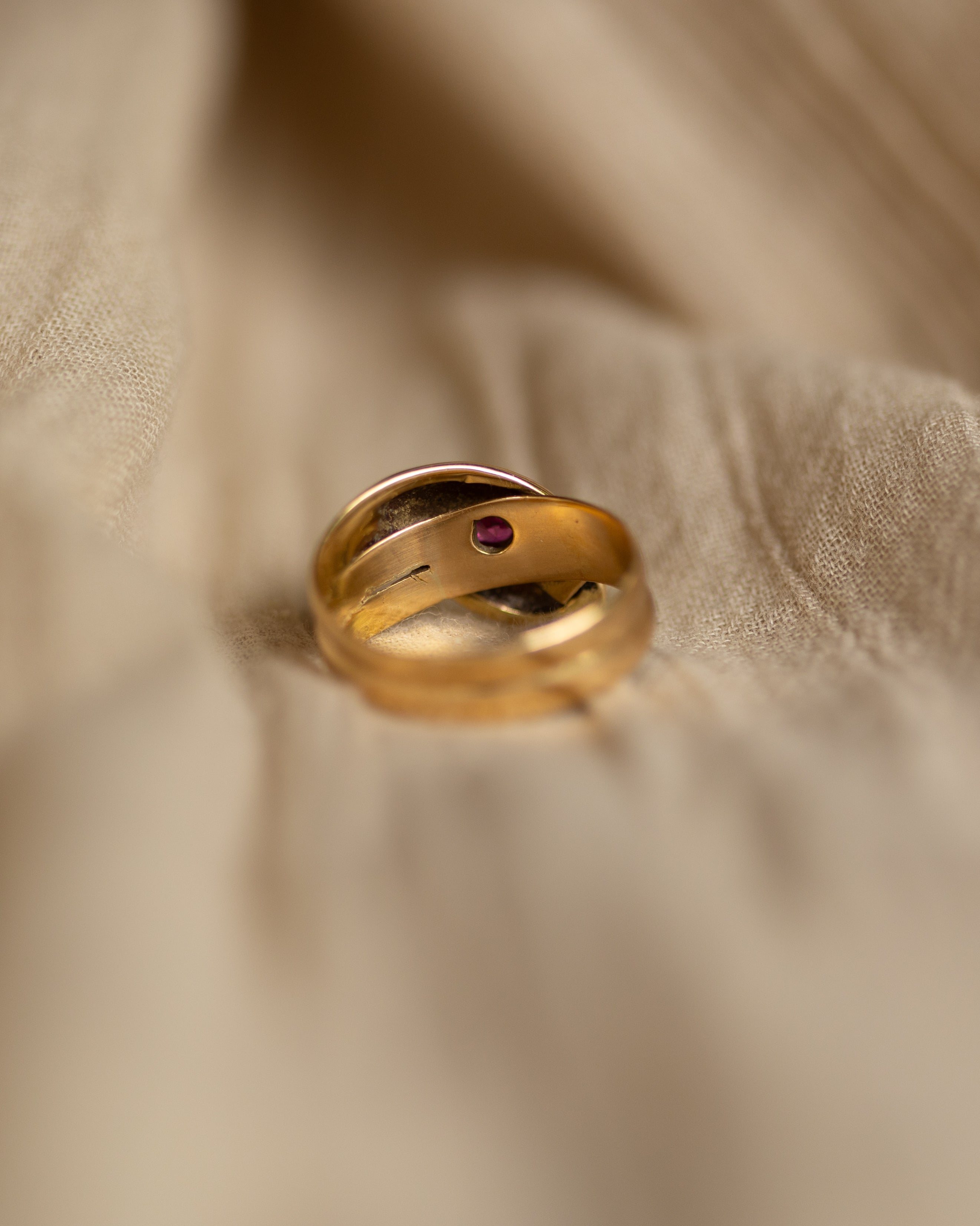 Clotilde 1913 Antique 18ct Gold Ruby Snake Ring