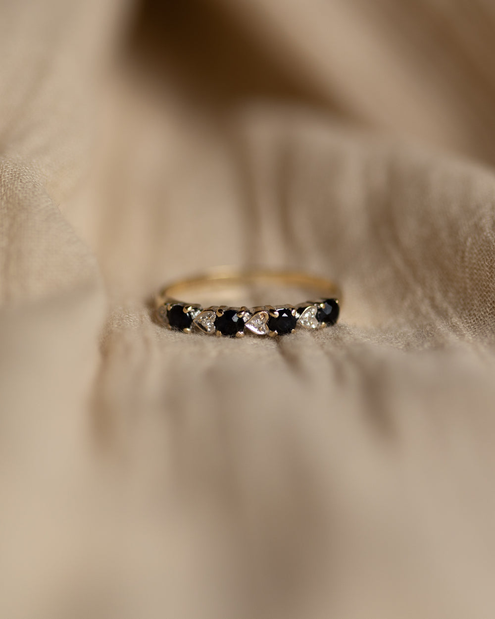 Wilma 1990 Vintage 9ct Gold Sapphire & Diamond Half Eternity Ring