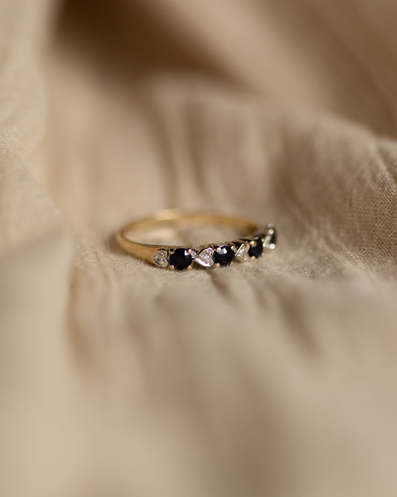 Wilma 1990 Vintage 9ct Gold Sapphire & Diamond Half Eternity Ring