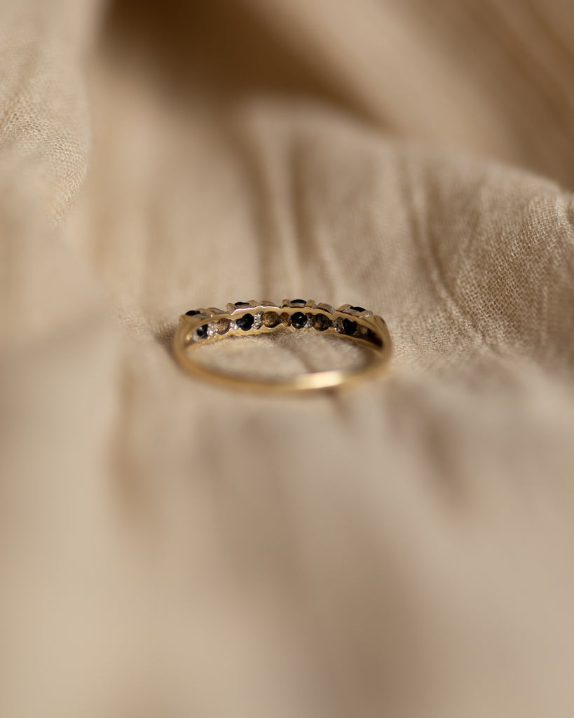 Wilma 1990 Vintage 9ct Gold Sapphire & Diamond Half Eternity Ring