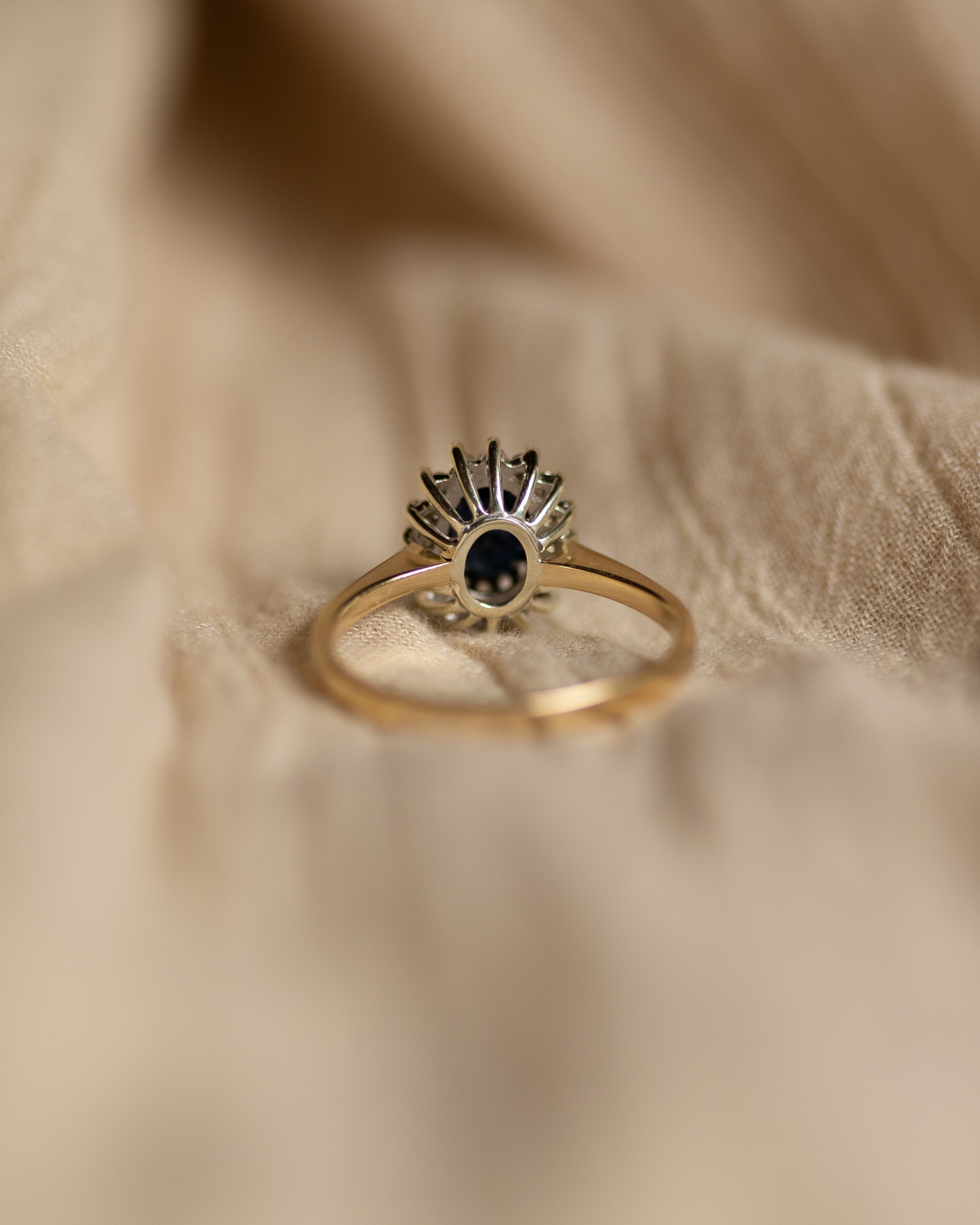 Clover 1990 Vintage 9ct Gold Sapphire & Diamond Cluster Ring