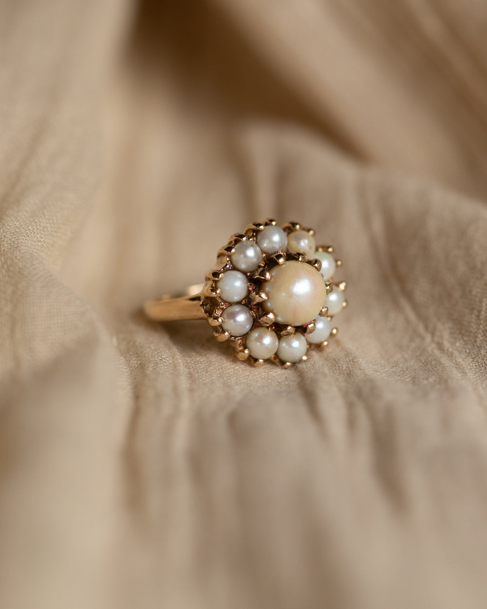 Heidi 1964 Vintage 9ct Gold Pearl Cluster Ring