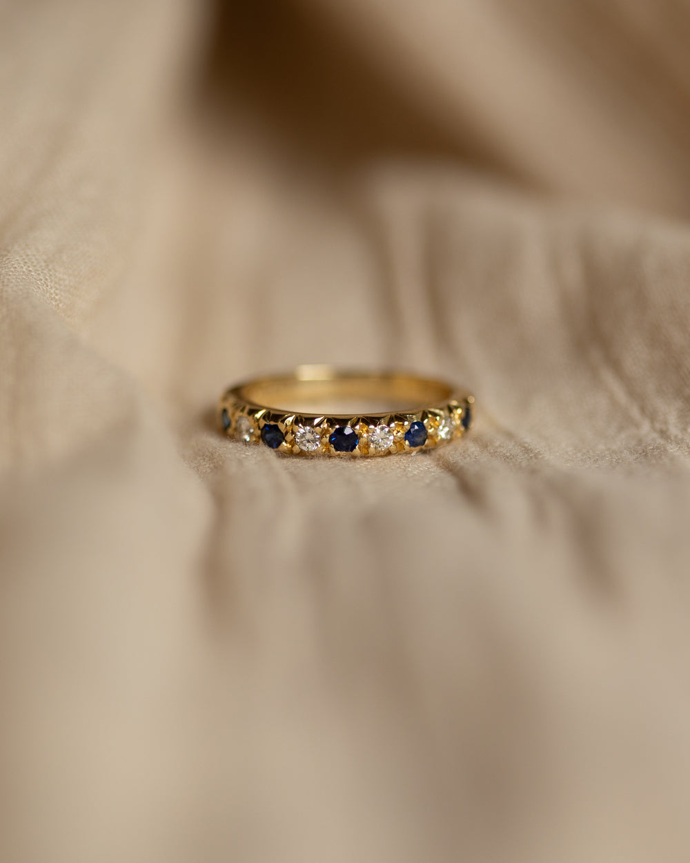 Alfreda 1969 Vintage 18ct Gold Sapphire & Diamond Half Eternity Ring