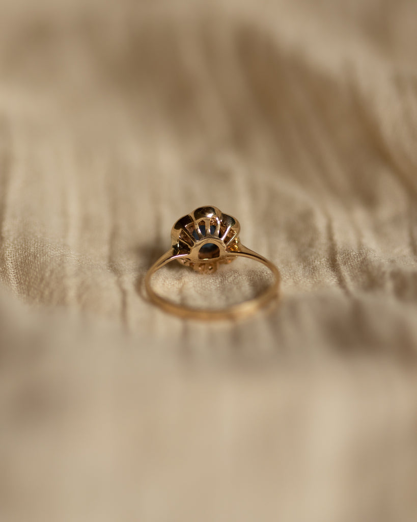 Clair Vintage 14ct Gold Sapphire & Diamond Cluster Ring